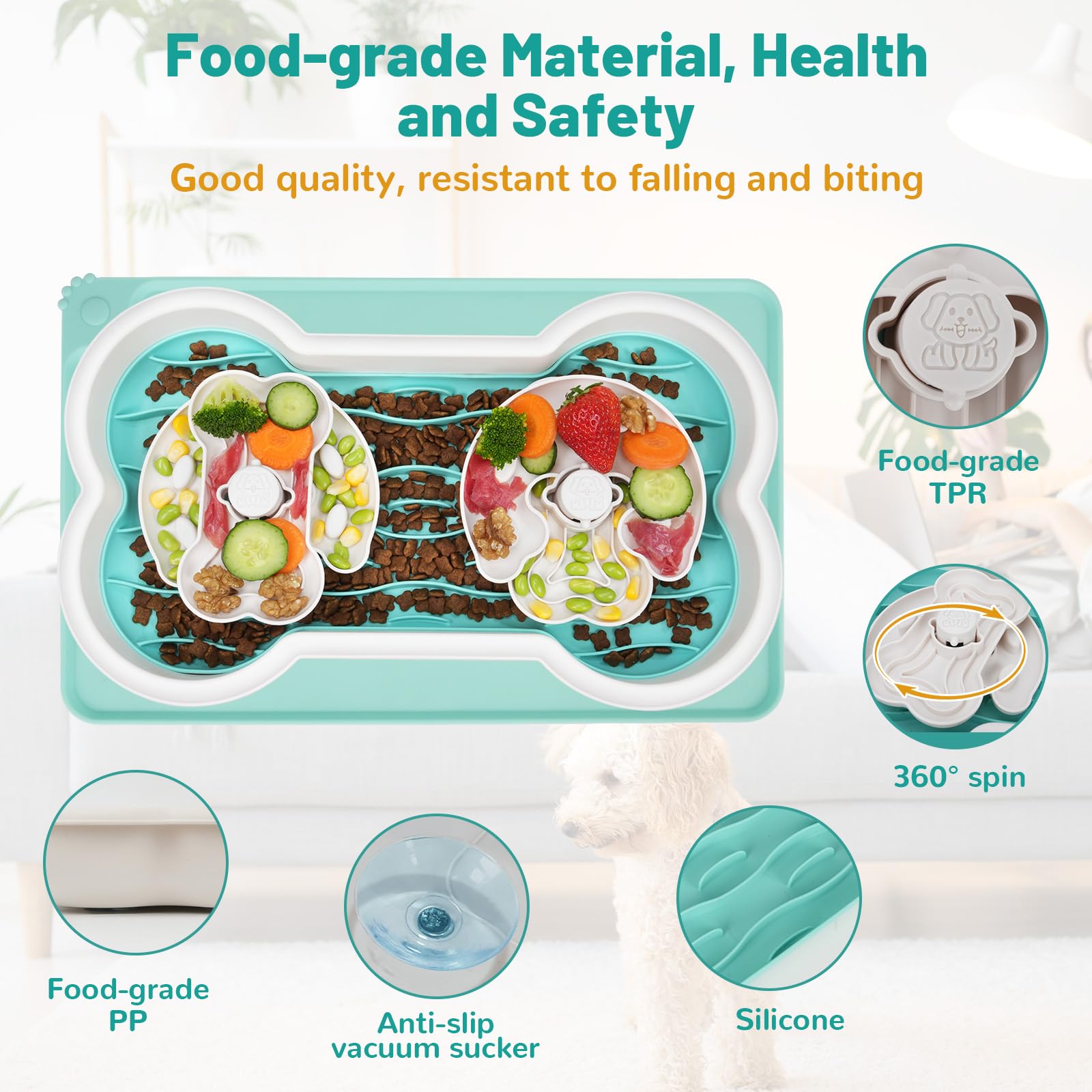 **Slow Feeder Dog Bowls for Large Breeds – Anti-Choking Interactive Pet Bowl for Dry, Wet & Raw Food – Bloat Stop Design with Non-Slip Silicone Mat – Perfect for Fast Eaters & Mealtime Enrichment**    *(Ideal for Large Dogs, Puppies & Pets Prone to Bloat – Great for Portion Control & Mental Stimulation During Feeding)*