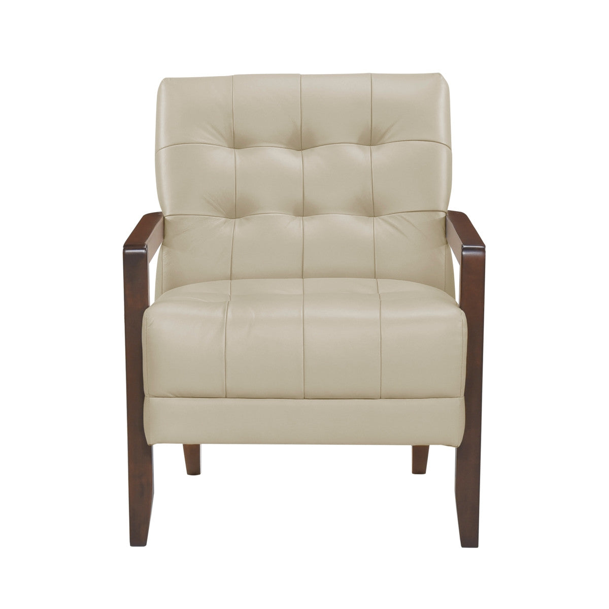 Archam Accent Chair - Modern Beige Upholstered Lounge Chair for Living Room, Bedroom & Office - Comfortable Reading Chair with Sturdy Wooden Legs