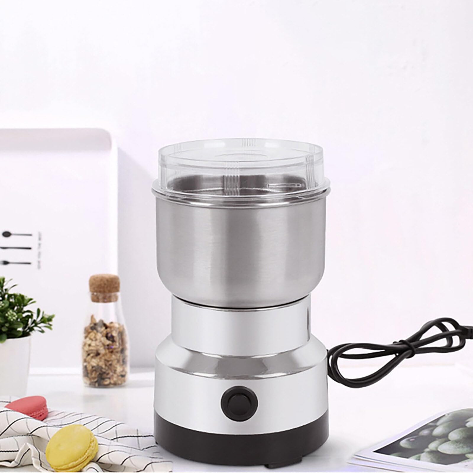 Premium Electric Spice Grinder with Stainless Steel Blades - Multi-Function Mini Grinder for Coffee Beans, Nuts, Grains & Seasonings - One-Touch Operation - Perfect for Home Kitchen, Coffee Shops & Baking - Fast & Efficient Grinding for Fresh Spices & Coffee