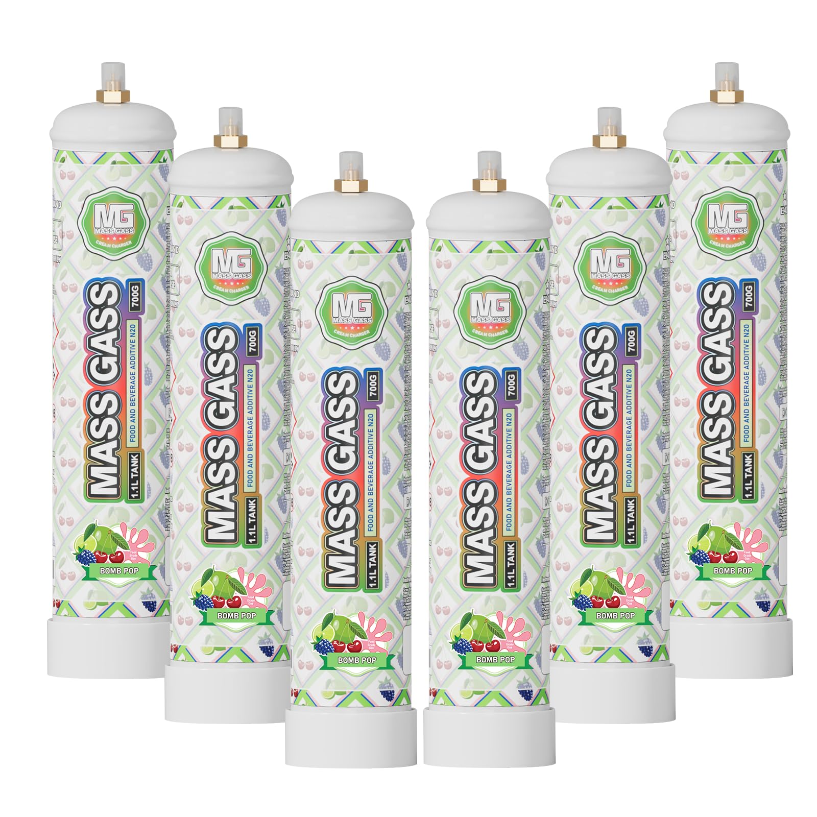 Premium Whipped Cream Chargers - MassGass 700g 1.1L (6 Cylinders) - N2O Cream Chargers for Professional Desserts, Coffee Toppings & Home Baking | Ideal for Bakeries, Cafes & DIY Dessert Lovers