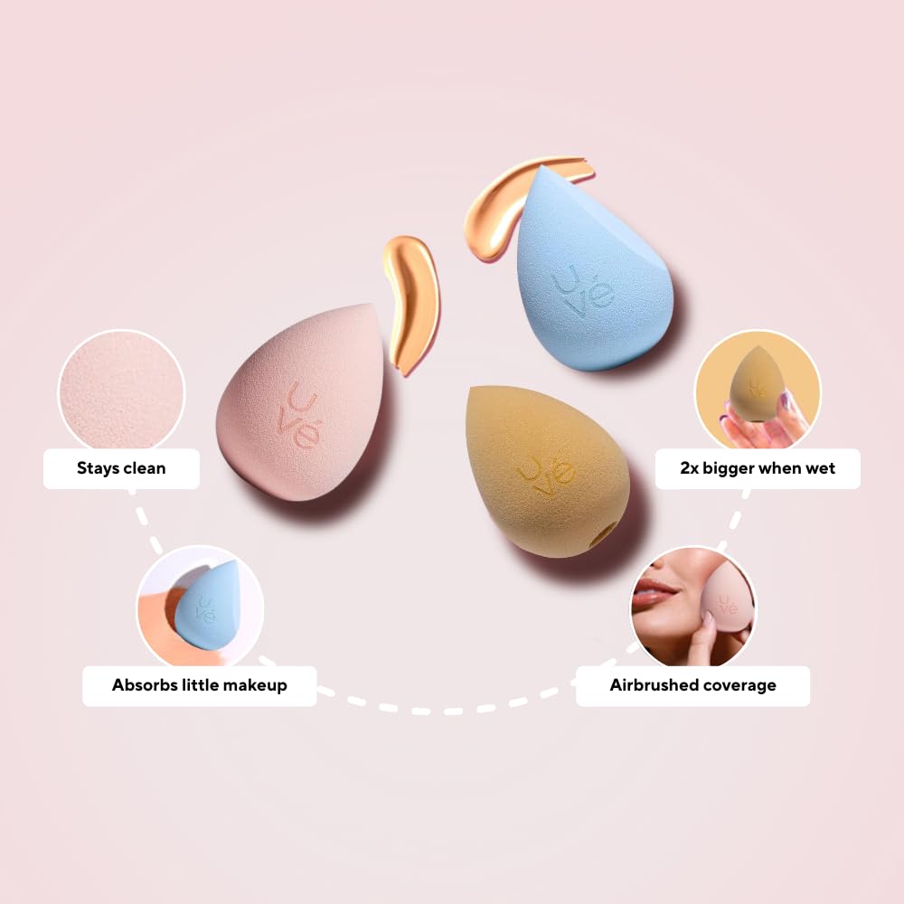 PURE Cut Makeup Blender Sponge - Professional Streak-Free Foundation Sponge for Liquid, Powder & Cream Makeup | Cruelty-Free, Vegan & Latex-Free Beauty Blender | Perfect for Flawless Complexion & Airbrush Finish