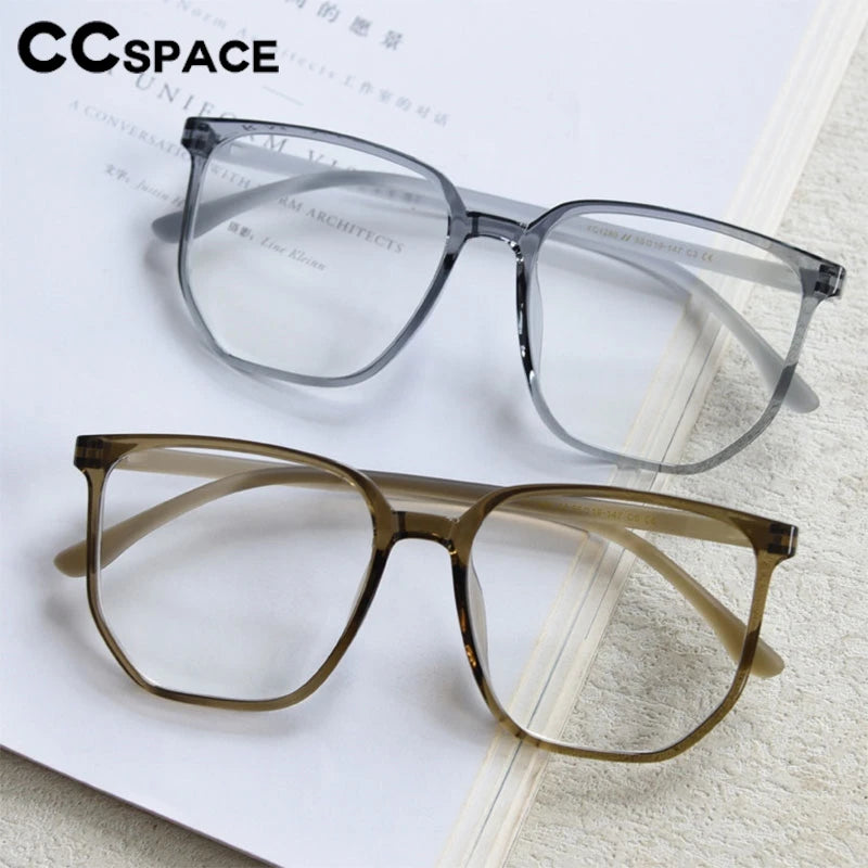 CCspace Unisex Full Rim Polygon Square TR90 Titanium Eyeglasses Frame 30833 - Lightweight & Durable for Work, Reading, and Fashion