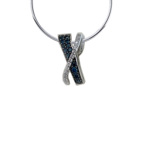 14K White Gold Blue Diamond Pendant Necklace for Women | Elegant Jewelry Gift for Anniversary, Birthday & Special Occasions | Perfect for Evening Wear & Formal Events