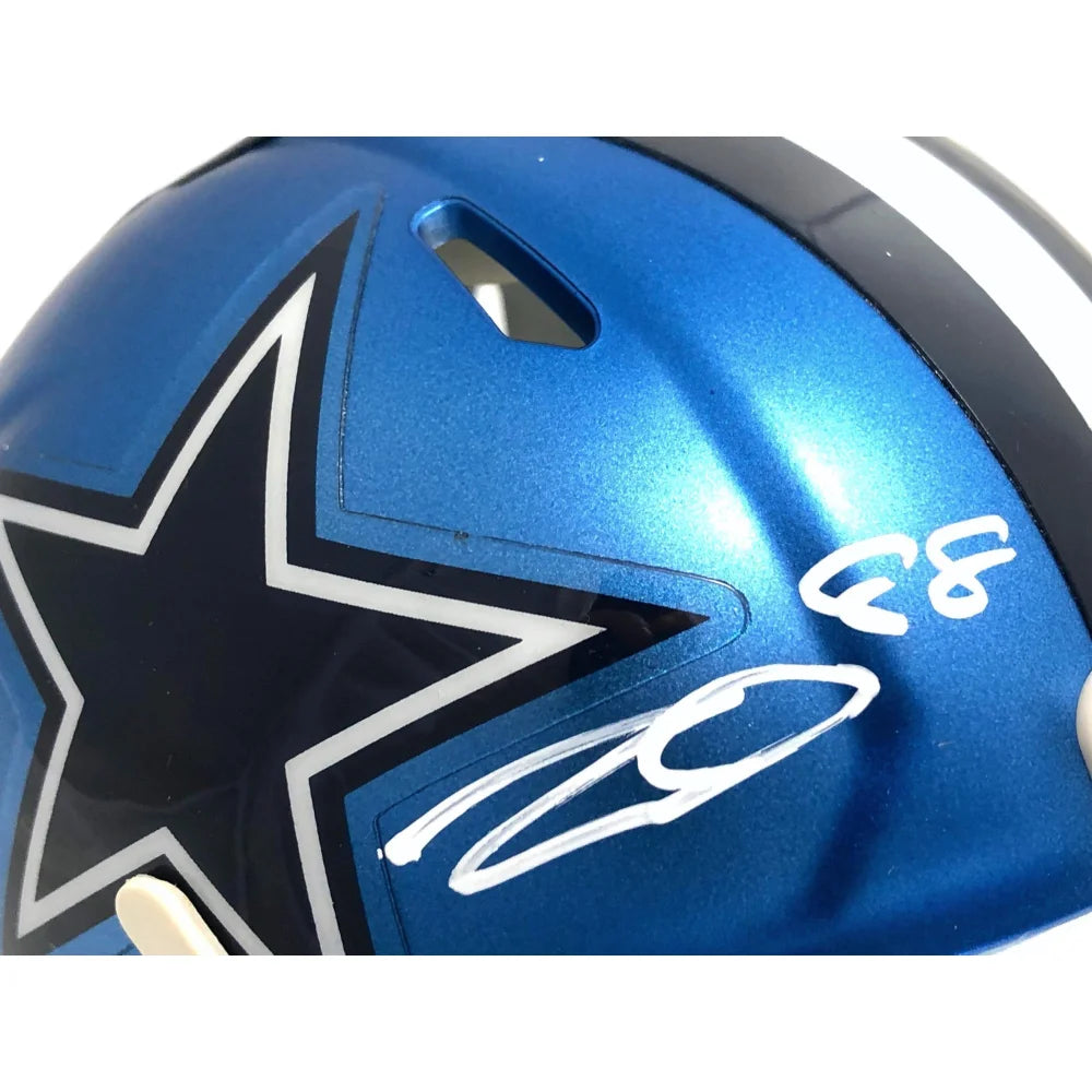 Authentic CeeDee Lamb Signed Dallas Cowboys Speed Blaze Blue Mini Helmet with COA - Perfect for NFL Collectors, Sports Memorabilia Displays & Cowboys Fan Gifts
