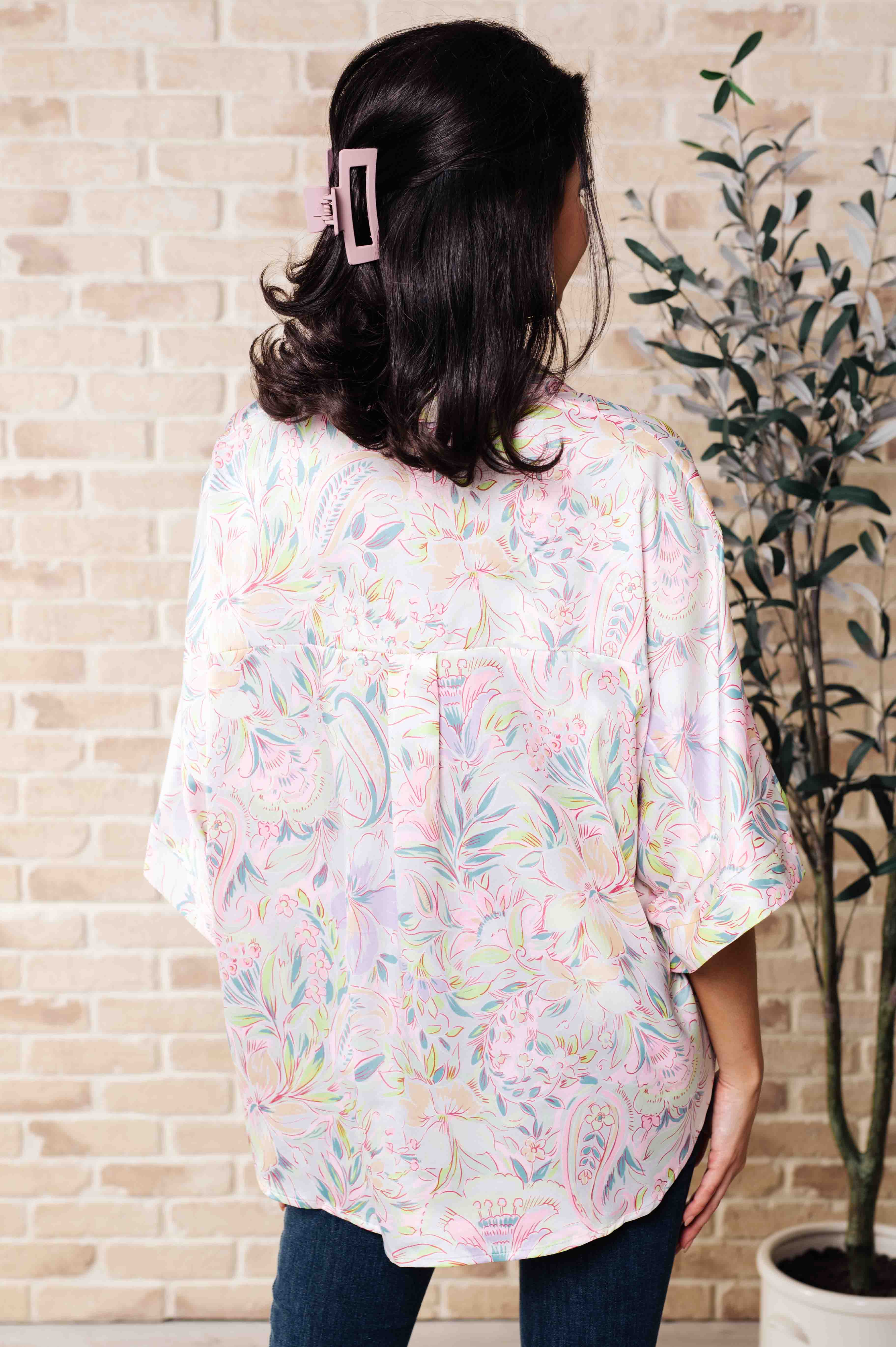 Blissful Botanicals Women's Floral Blouse - Elegant Flowy Boho Top for Casual Wear, Office & Date Night Outfits