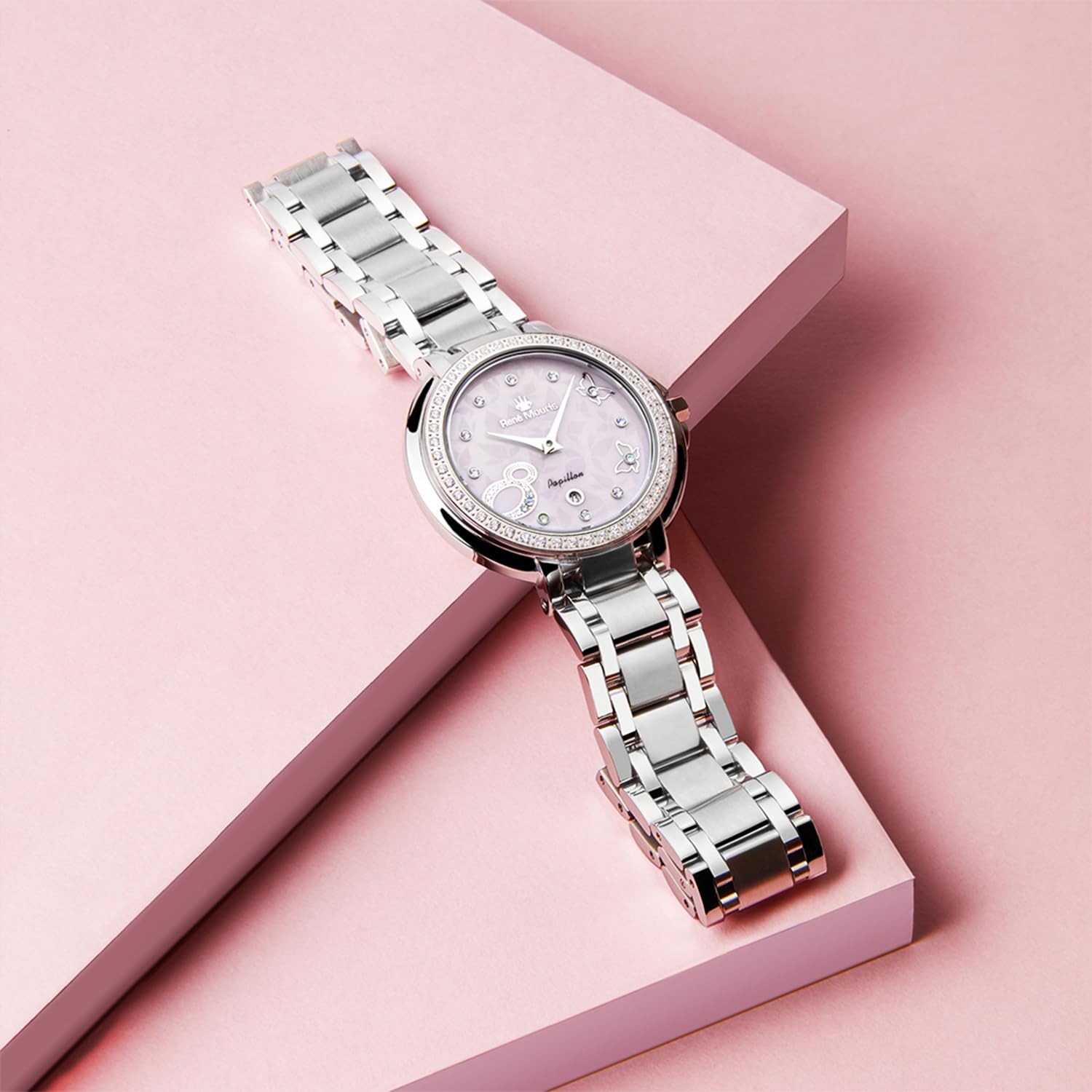 René Mouris Papillon Women's Luxury Watch - 36mm 316L Stainless Steel Case, Sapphire-Coated Crystal, 50M Waterproof - Elegant Dress Watch for Business, Parties & Special Occasions