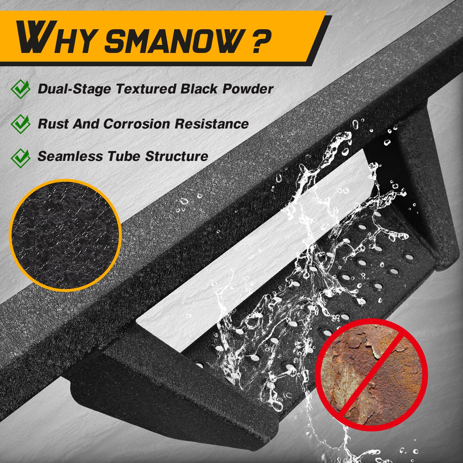 2007-2018 Jeep Wrangler JK JKU Unlimited 4-Door Drop Down Running Boards - Dual-Stage Textured Black Powder Coated 4