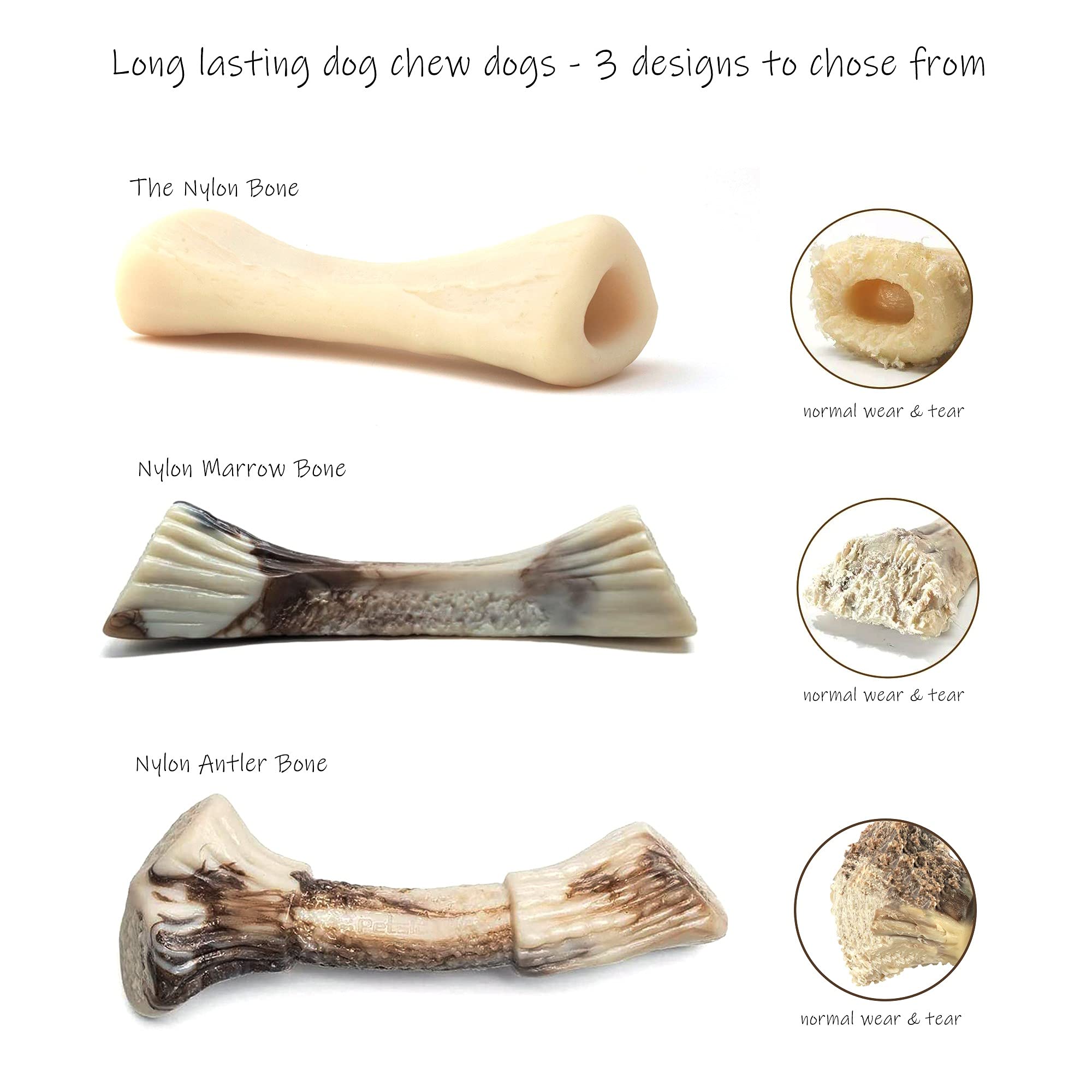 **Indestructible Nylon Dog Bone Toy for Aggressive Chewers - Tough Chew Toy for Large, Medium & Small Dogs, Teething Puppies (Nylon Marrow Bone, Large to X-Large) - Perfect for Playtime, Training & Dental Health**
