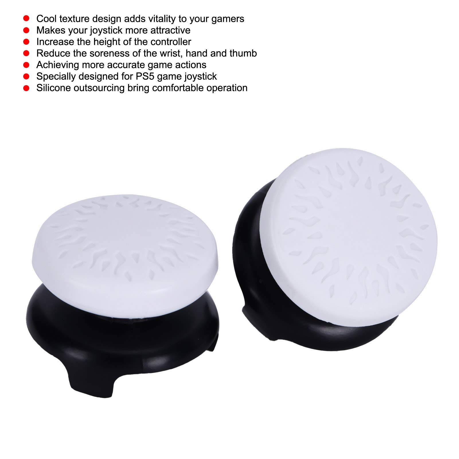 2 Pcs Soft Silicone Thumbstick Grip Caps for PS5/Xbox/Controller - Anti-Slip Joystick Cover with ABS Base - Perfect for Gaming, Streaming & Long Play Sessions