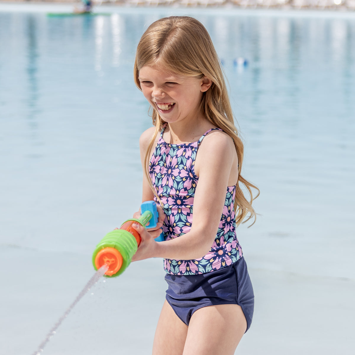 Girls High Neck Crop Tankini Top - Stylish Swimwear for Beach, Pool & Summer Activities
