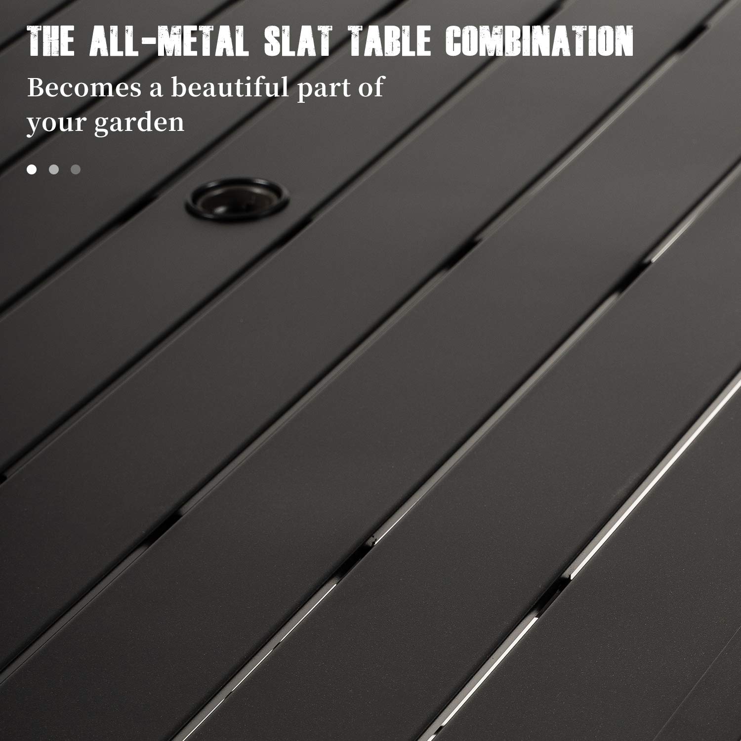 SOLAURA 5-Piece Outdoor Patio Dining Set - 4-Person Metal Table & Stackable Chairs with 1.57