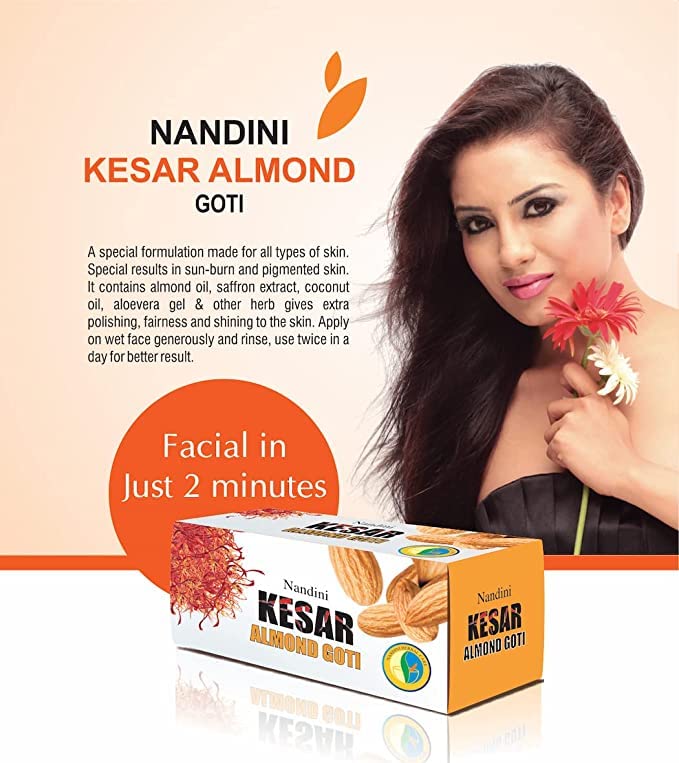 Nandini Kesar & Almond Goti Facial Soap for Men & Women - 25g (3 Pack) | Natural Skin Brightening & Moisturizing Soap for Daily Face Care | Perfect for Sensitive Skin & Glowing Complexion