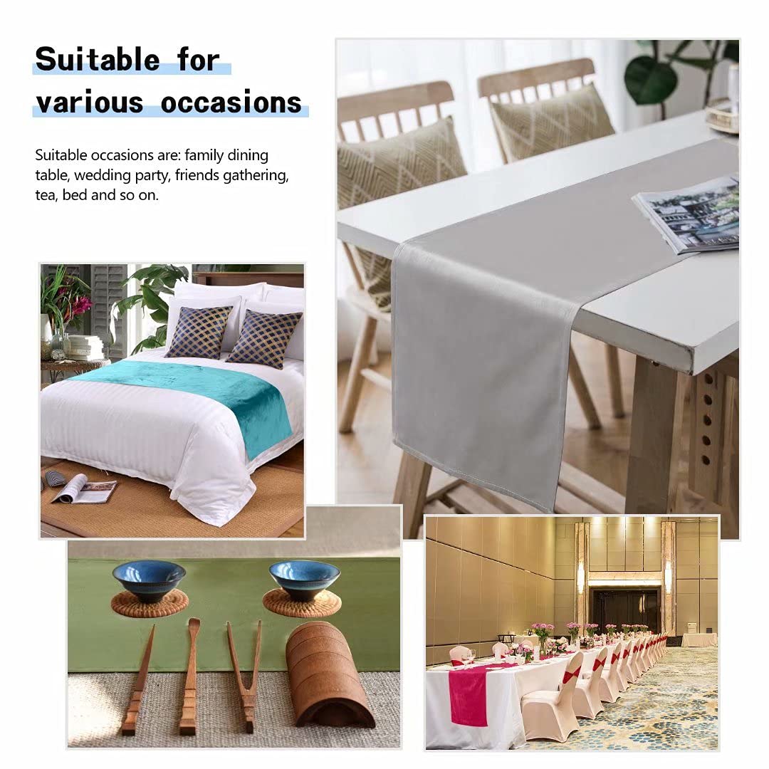 Luxury Velvet Table Runner - Washable & Durable Farmhouse Table Scarf for Dining Room, Coffee Table, Dresser (Silver Gray, 14x71 Inches) | Perfect for Holiday Decor, Wedding Centerpiece & Rustic Home Decor