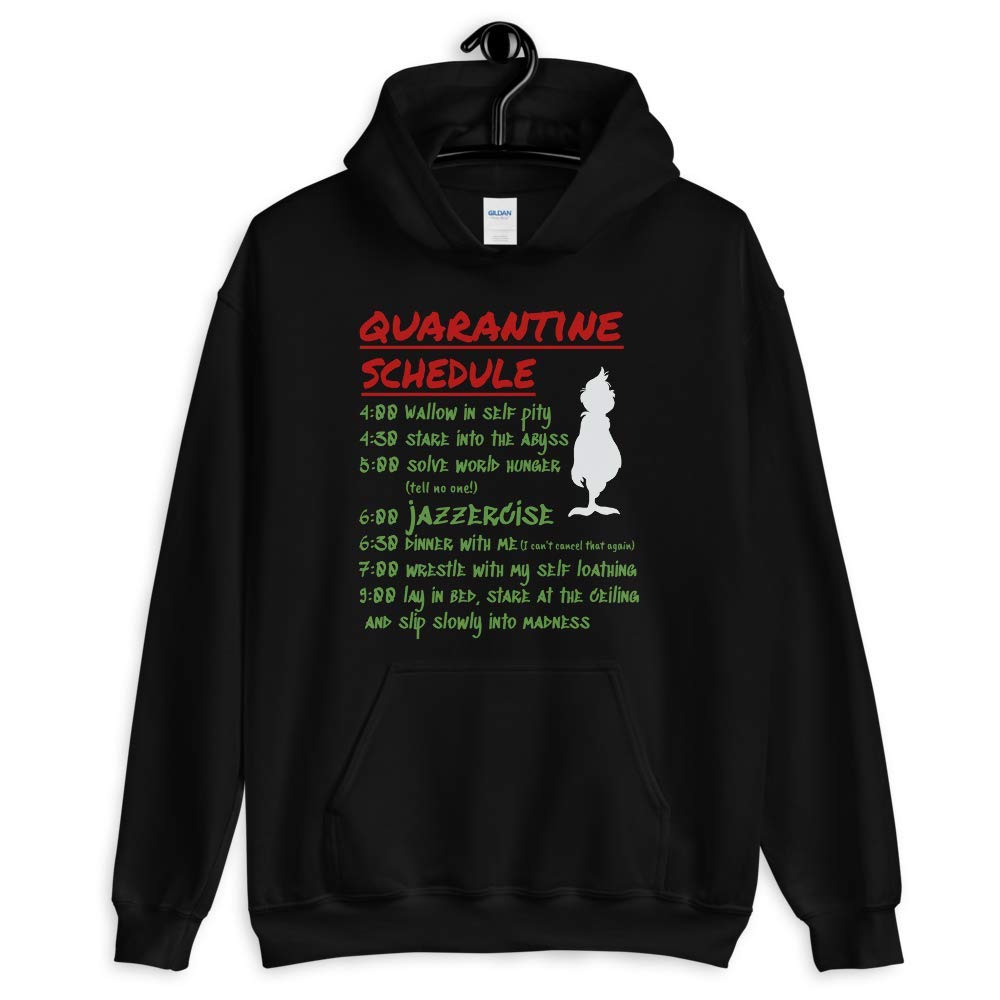 Quarantine Gifts Hoodie - Comfortable Social Distancing Sweatshirt with Quarantine Schedule Design - Perfect for Stay-at-Home, Work from Home, and Pandemic Comfort Wear