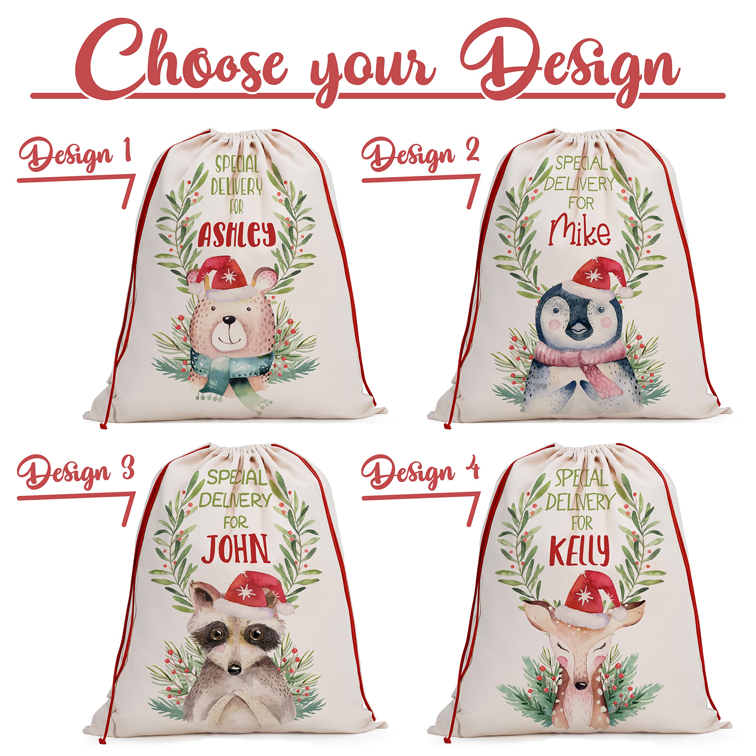 Custom Santa Sacks Set of 4 - 27