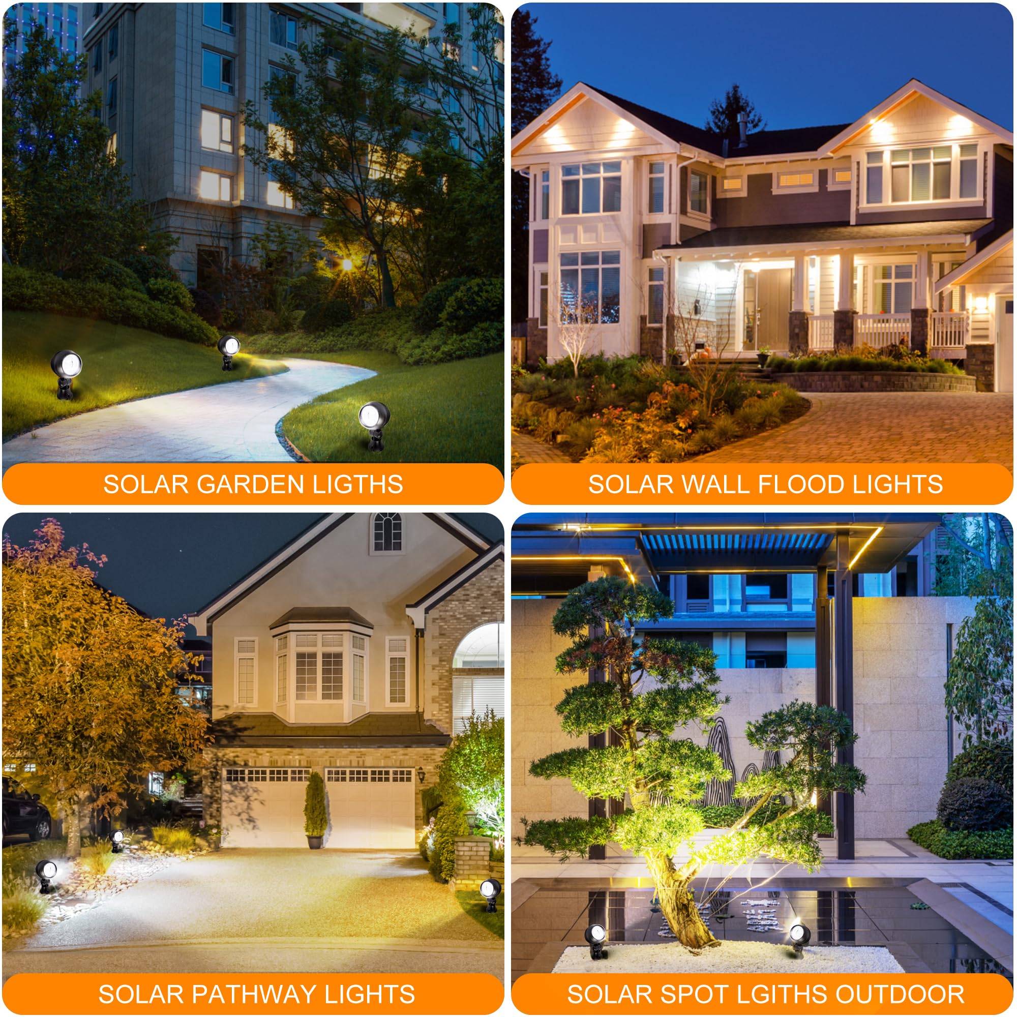 SUNLONG Solar Outdoor Spot Lights - Waterproof Solar Landscape Lighting for Yard, Garden, Pathway & Trees (Natural White) | Perfect for Patio, Driveway & Flag Decorations
