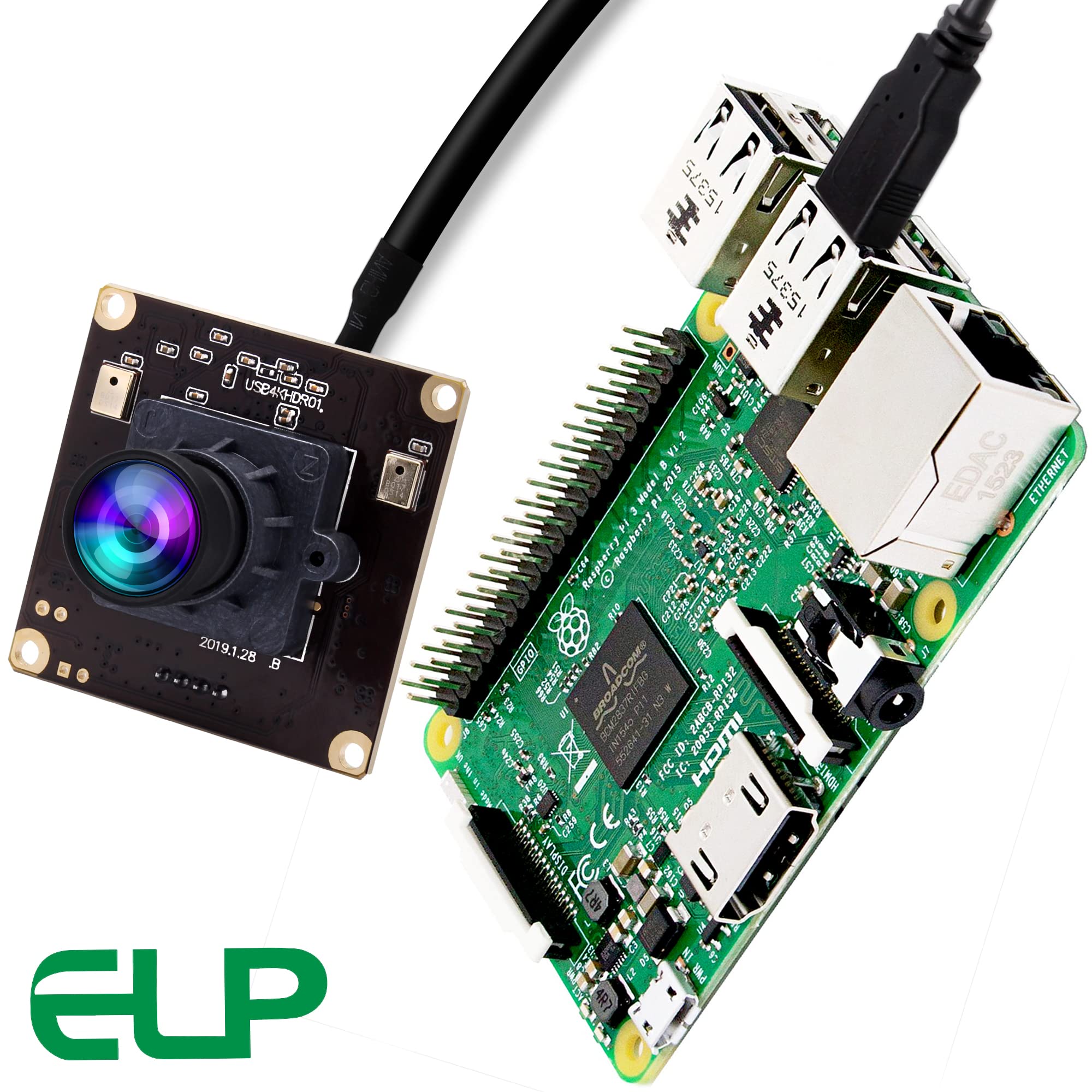 ELP 4K USB Webcam with Dual Microphones - 2160P Ultra HD Computer Camera for PC/Laptop, Plug & Play for Windows/Mac/Linux - Perfect for Video Conferencing, Online Classes, Live Streaming & Security Monitoring