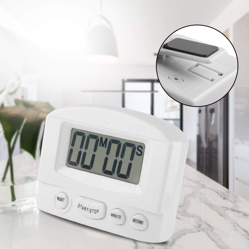 Fdit Portable Digital Kitchen Timer - Large LCD Display Countdown Clock with Bracket & Magnet (White) | Perfect for Cooking, Baking, Lab Experiments & Classroom Activities