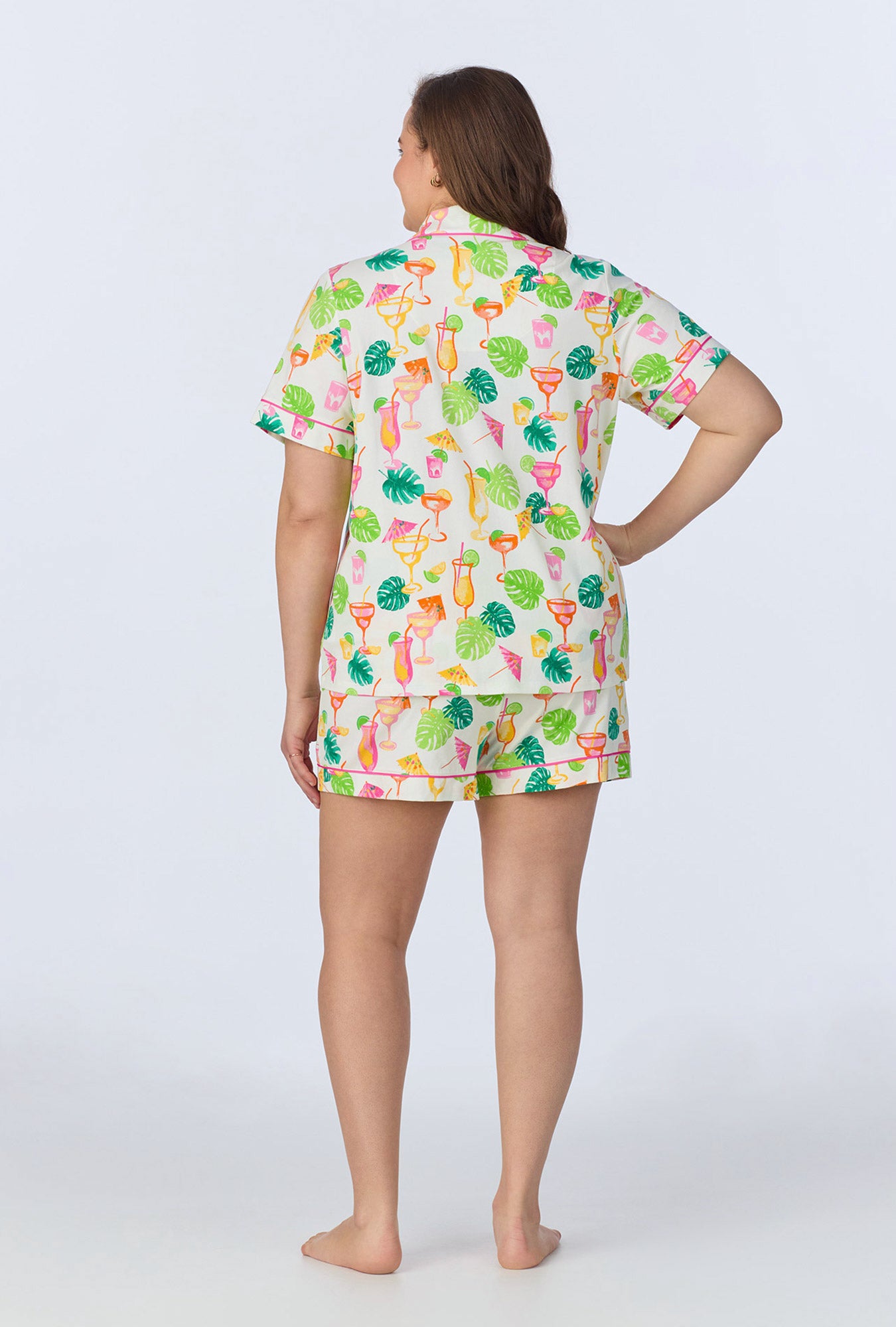 Vacation Libations Women's Short Sleeve Classic Pajama Set - Soft Stretch Jersey Sleepwear for Lounge & Travel - Perfect for Relaxing at Home or Hotel Stays