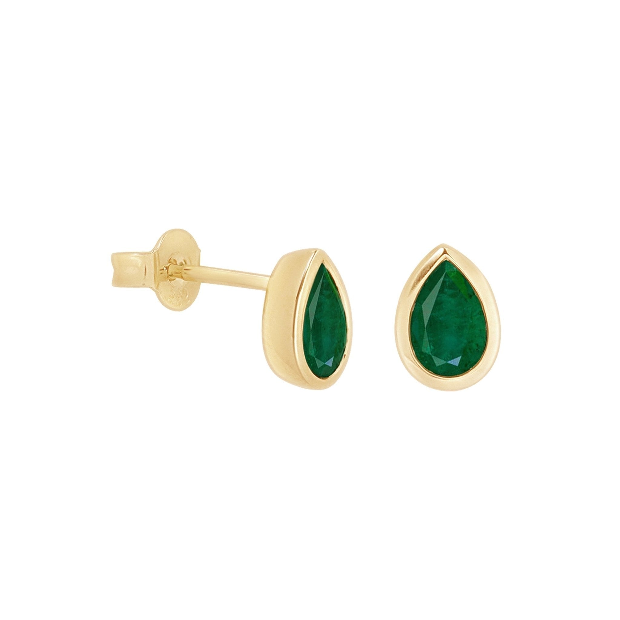 14K Yellow Gold Green Agate Teardrop Earrings - Bezel Set Dangle Earrings for Women, Elegant Jewelry Gift for Birthday, Anniversary & Special Occasions