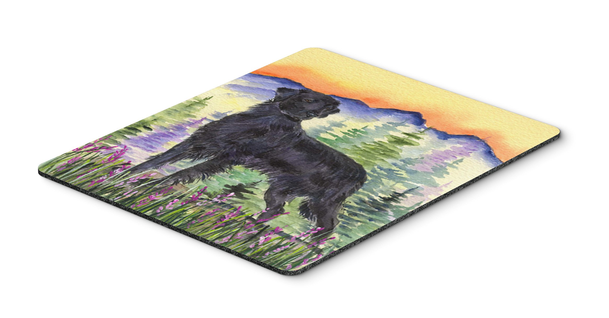 Caroline's Treasures SS8263MP Flat Coated Retriever Mouse Pad - Large Washable Non-Slip Desk Mat for Home Office, Gaming & Computer Work | Heat-Resistant Hot Pad & Trivet for Kitchen Use | Dog Lover Gift Idea