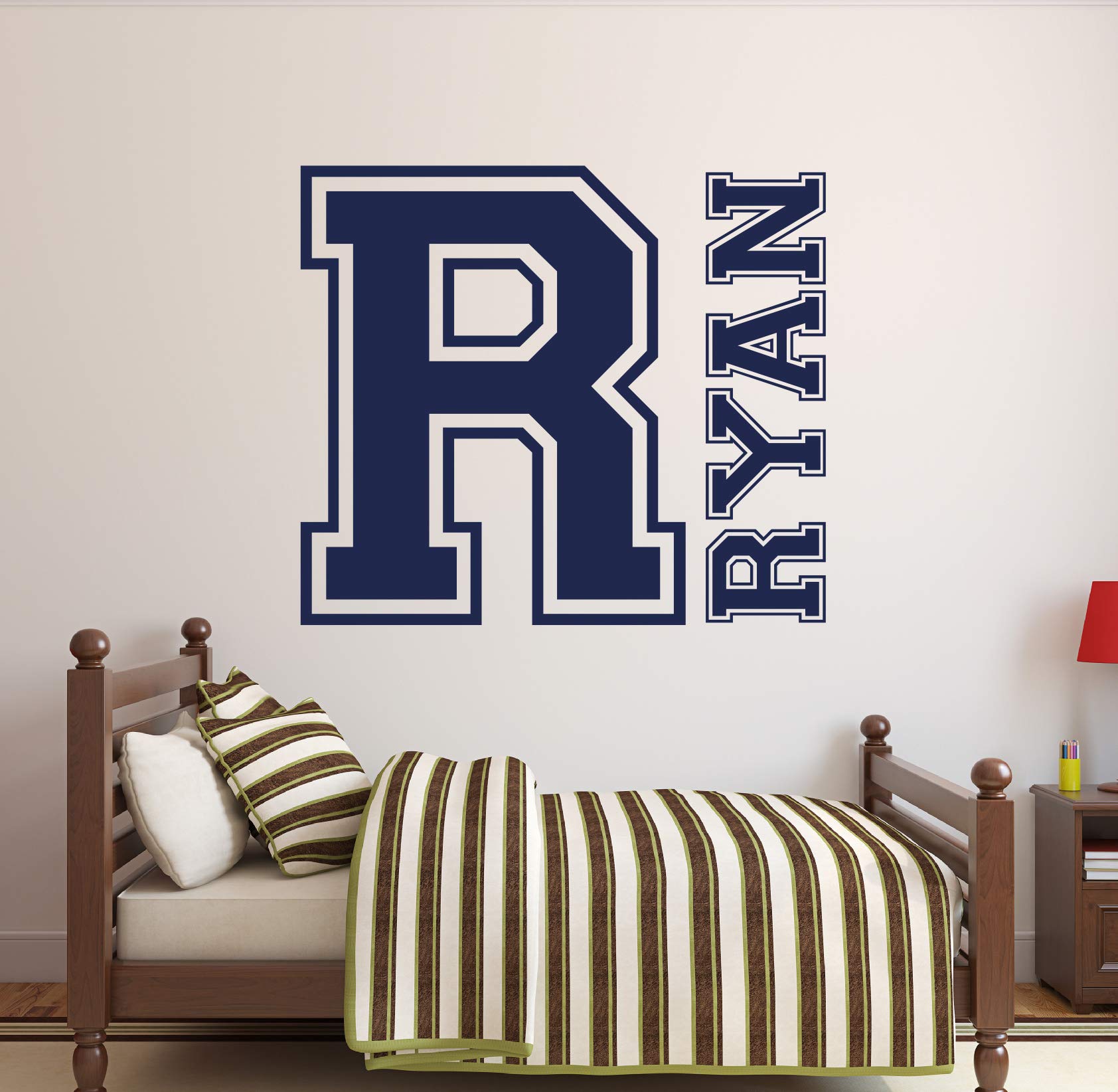Personalized Sports Name Wall Decal - Custom Boys Room Decor - Removable Vinyl Wall Stickers for Nursery, Bedroom & Game Room - Perfect for Basketball, Football & Soccer Fans