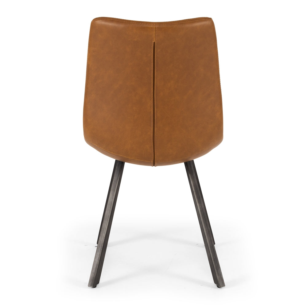 Ritz Dining Chair in Cognac Brown - Modern Upholstered Accent Chair for Kitchen, Dining Room, or Office