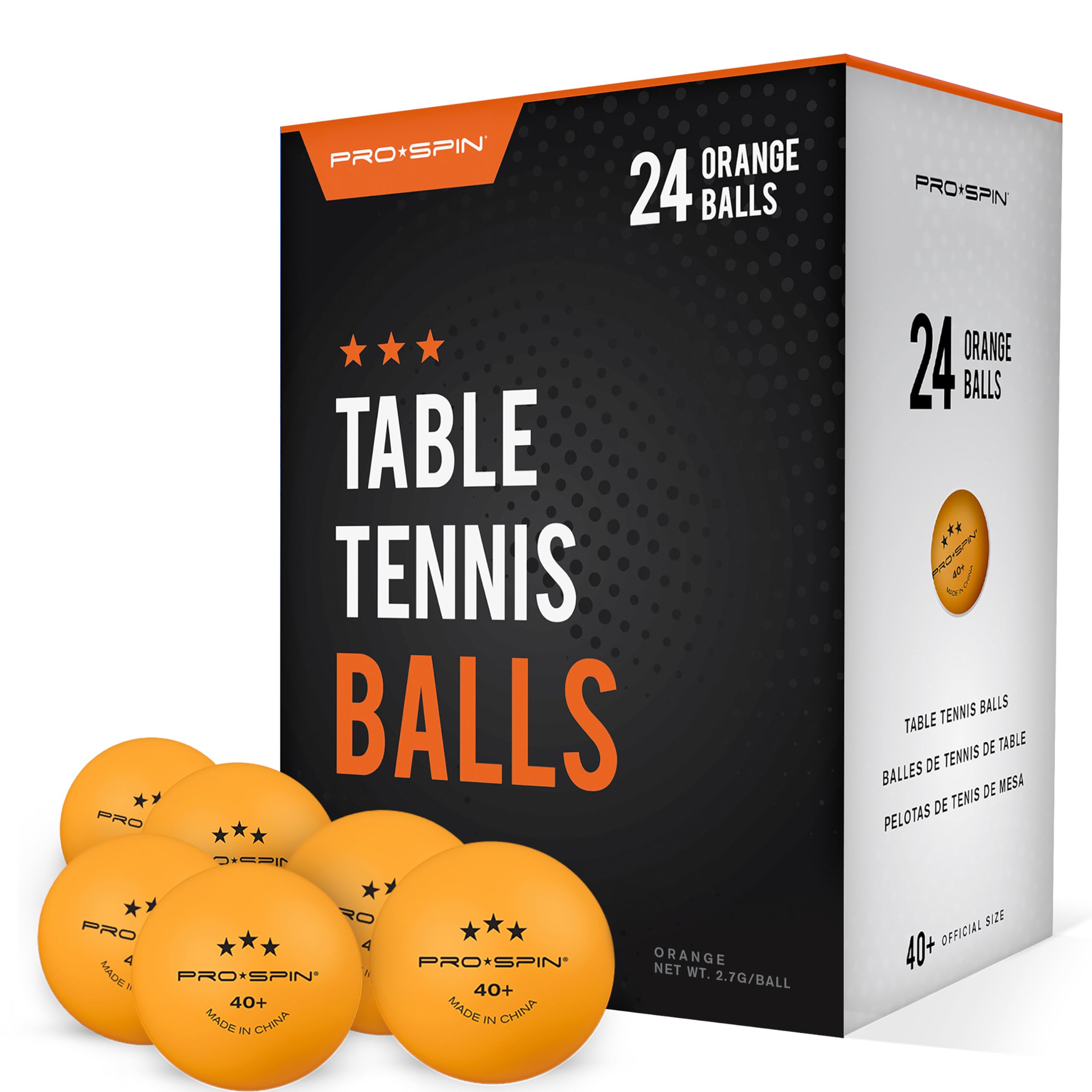 PRO SPIN 3-Star Premium Orange Table Tennis Balls - 40+ ABS High-Performance Ping Pong Balls for Professional Play | Durable Indoor & Outdoor Use | Perfect for Tournaments, Training, and Family Fun