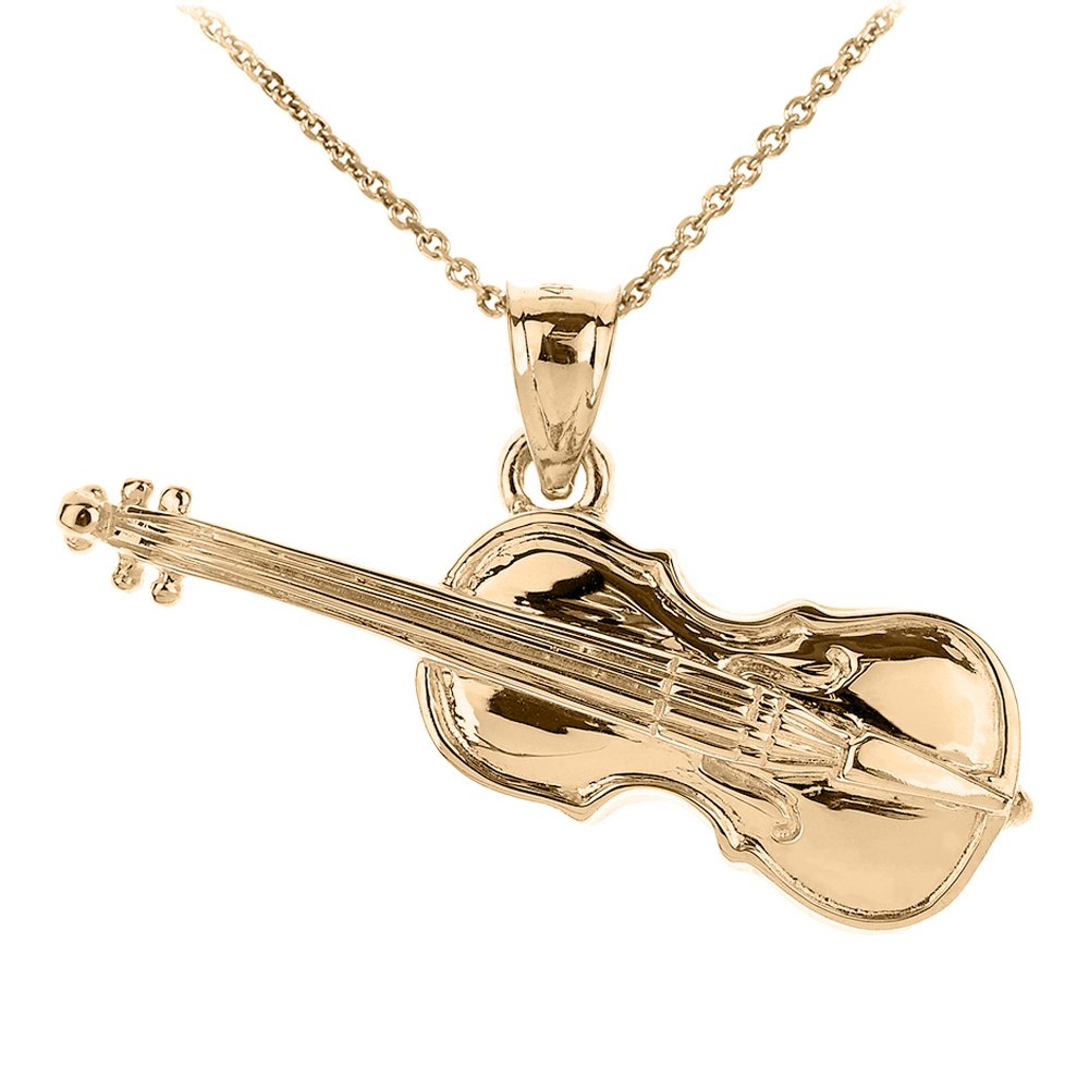 10k Yellow Gold Cello Charm Necklace for Music Lovers