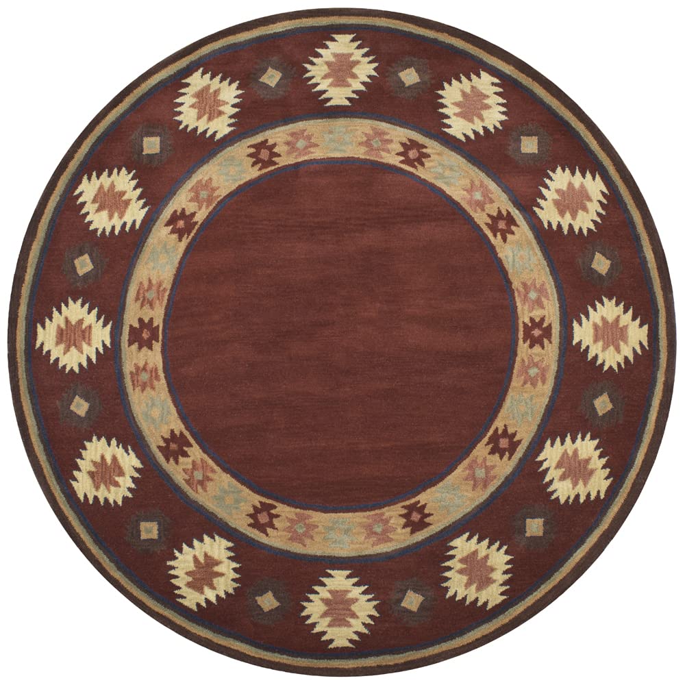 Southwest Red Round 8' Area Rug - Boho Chic Home Decor for Living Room, Bedroom & Dining Room