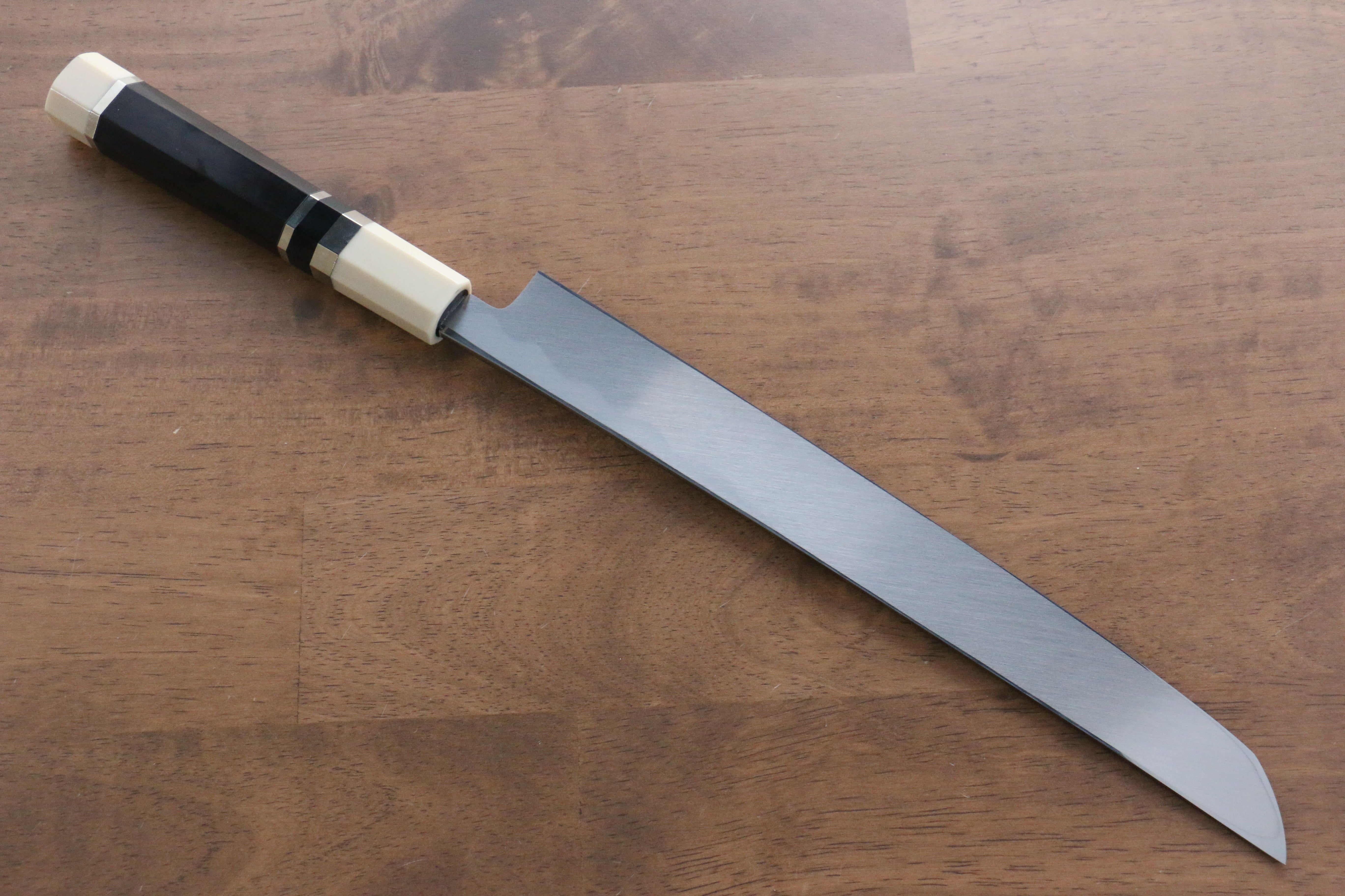 Premium Jikko Shiko Blue Steel Sakimaru Yanagiba 270mm Japanese Sushi Knife - Ebony Wood Handle with Double Ring Design - Perfect for Sushi Chefs & Professional Kitchen Use