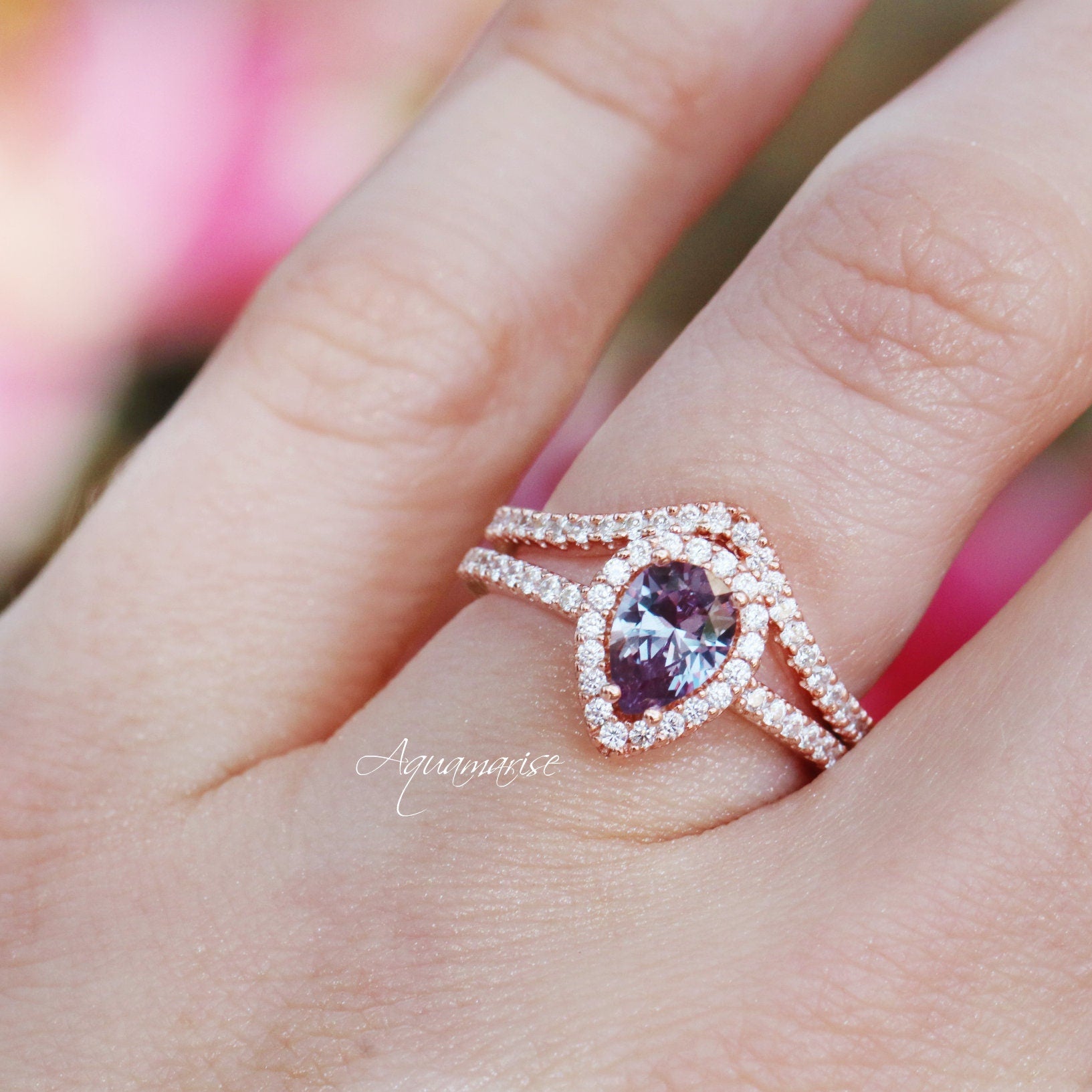 Emily Alexandrite Ring 14K Rose Gold Vermeil - Elegant Birthstone Jewelry for Women, Perfect Gift for Anniversary, Birthday & Special Occasions