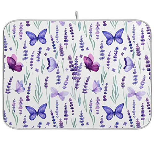 Violet Lavender Flowers and Butterflies