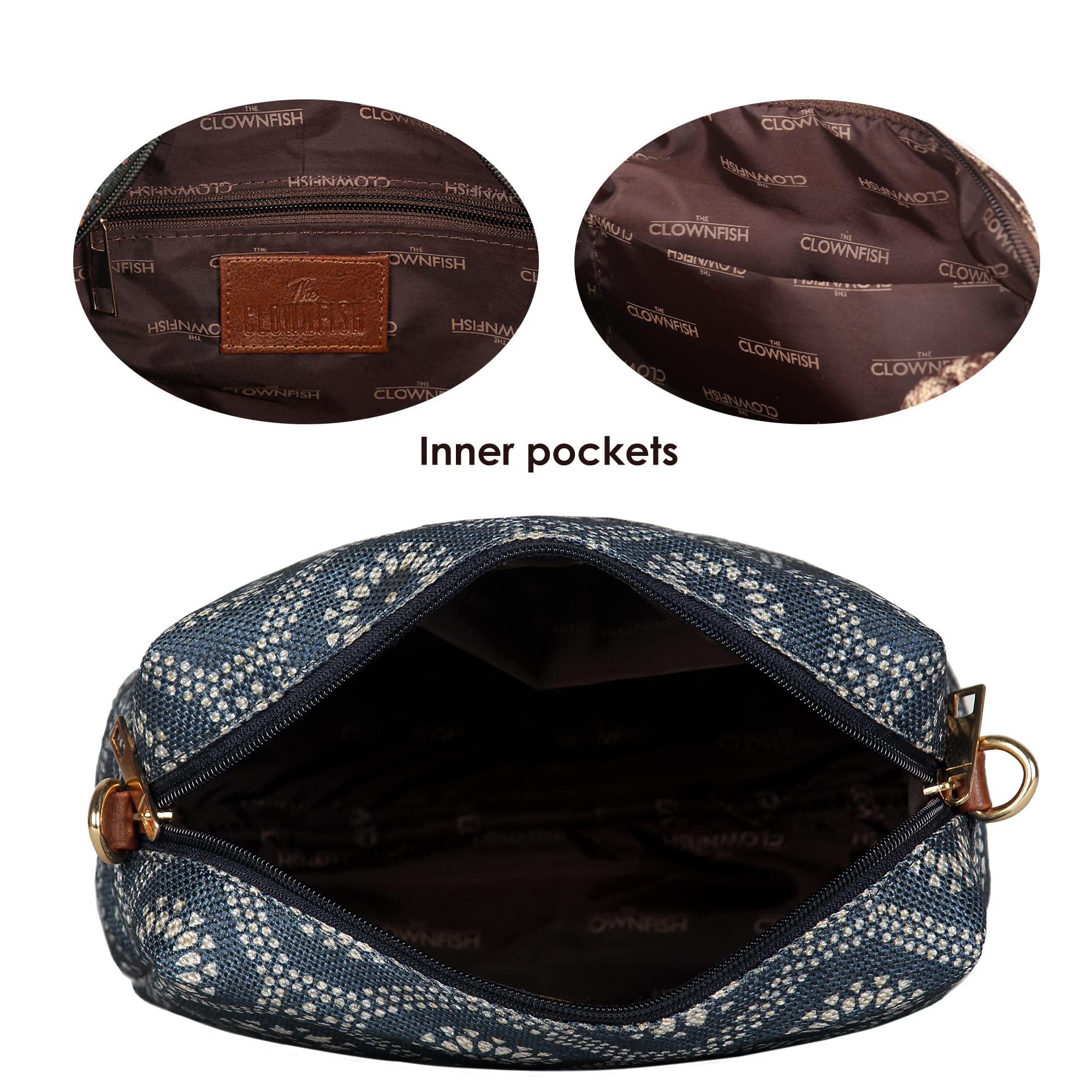 THE CLOWNFISH Isla Printed Crossbody Bag for Women - Adjustable Shoulder Strap, Handmade Fabric Purse with Unique Design - Perfect for Casual Outings, Parties & College Campus Life