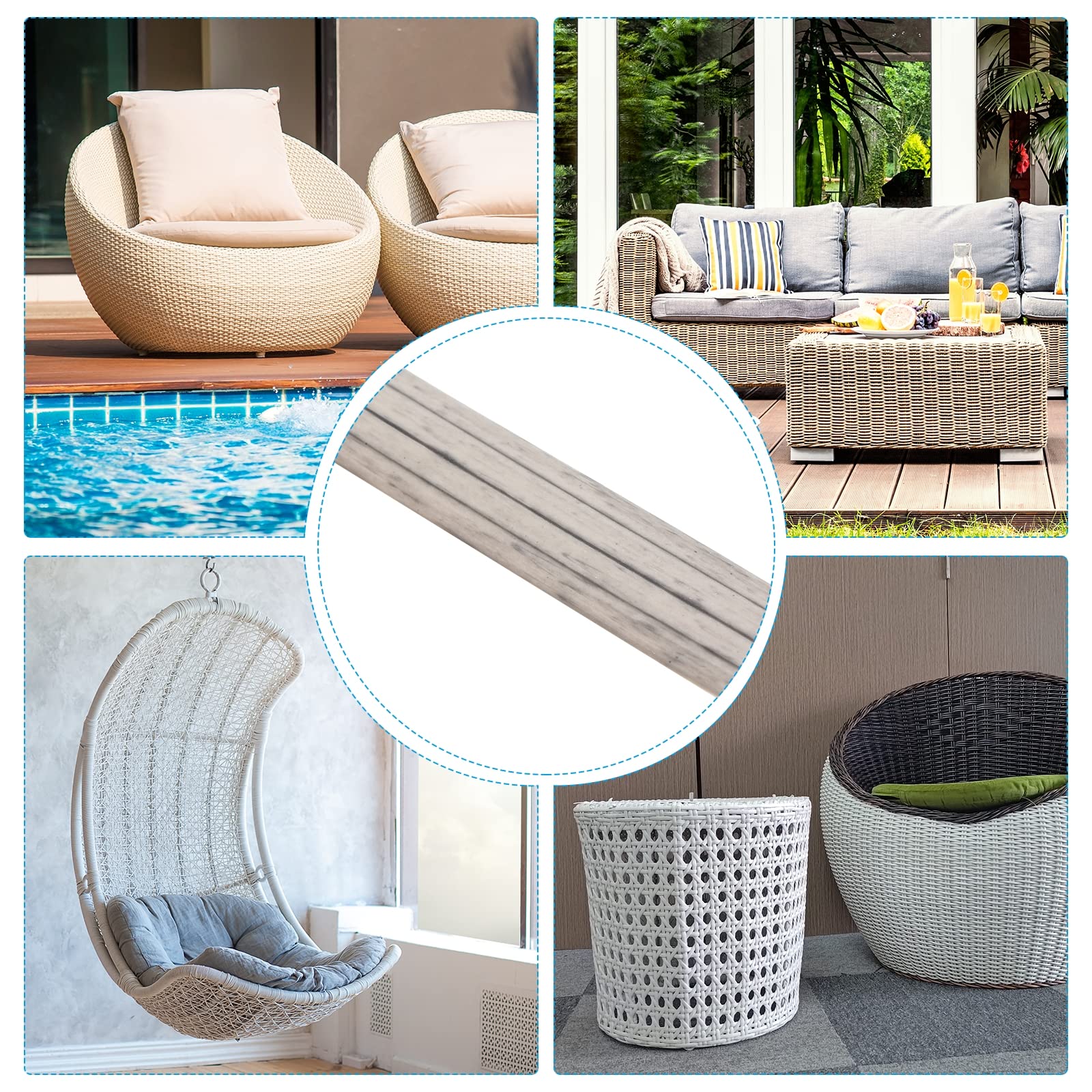 Patikil Wicker Repair Kit - 30m/98ft PE Rattan Replacement DIY Set for Wicker & Patio Furniture Repair - Pale Yellow - Perfect for Outdoor Furniture Restoration & Home DIY Projects