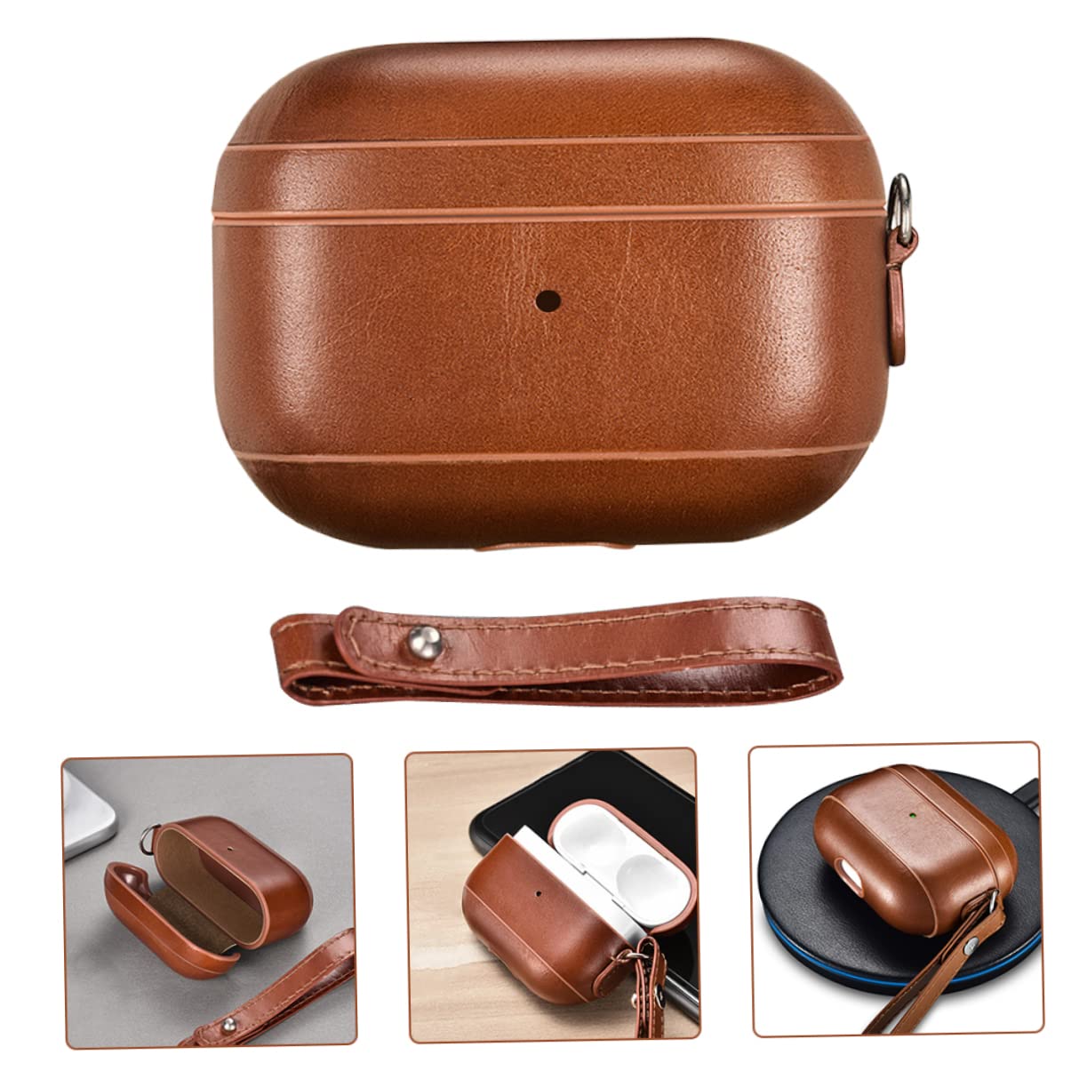 Artibetter Genuine Leather Earphone Case - Protective Pouch for AirPods & Wireless Earbuds - Portable Carrying Case with Premium Brown Leather - Perfect for Travel, Gym & Daily Use