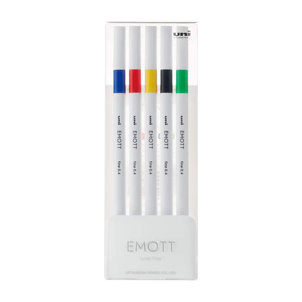 EMOTT Manga Water-Based Felt Tip Pens - 5 Color Set (Green Tea Collection) | Vibrant Colors for Anime Drawing, Sketching & Bullet Journaling