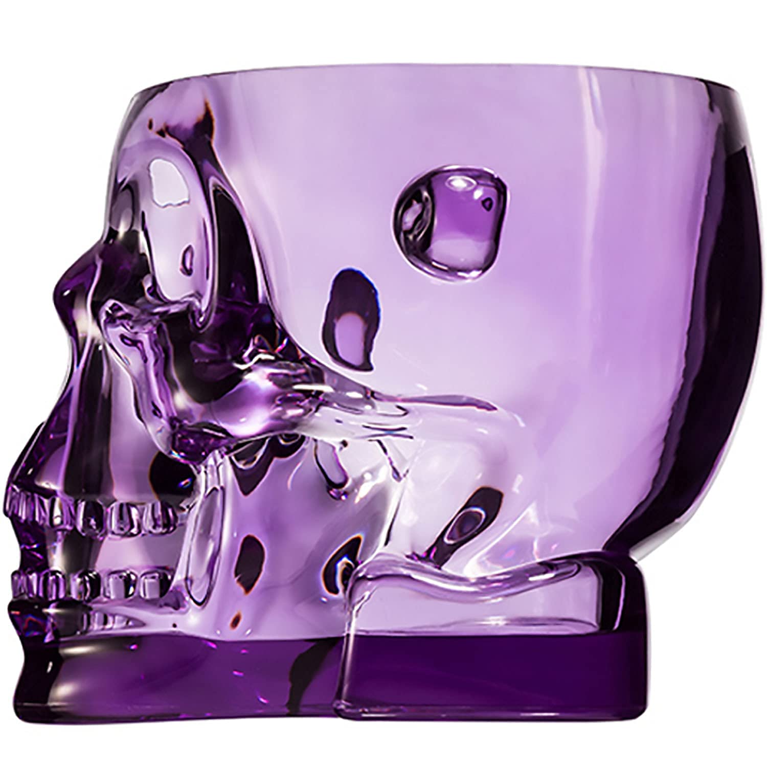 Skull Ice Bucket - Clear Hard Plastic Halloween Drink Cooler with Metal Tongs - Perfect for Cocktail Parties, Halloween Decor & Spooky Themed Events