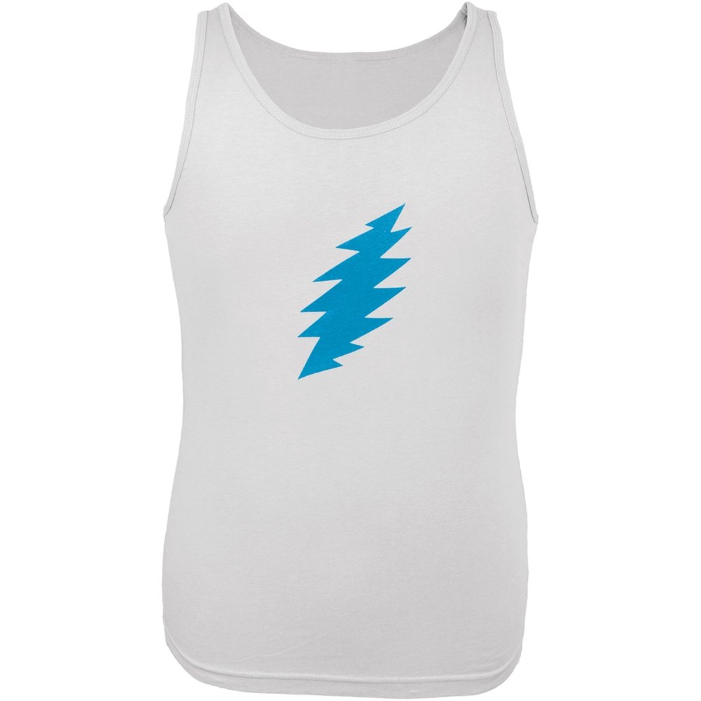 Grateful Dead Light Blue Lightning Bolt White Tank Top for Men & Women - Small Size - Perfect for Concerts, Festivals & Casual Wear