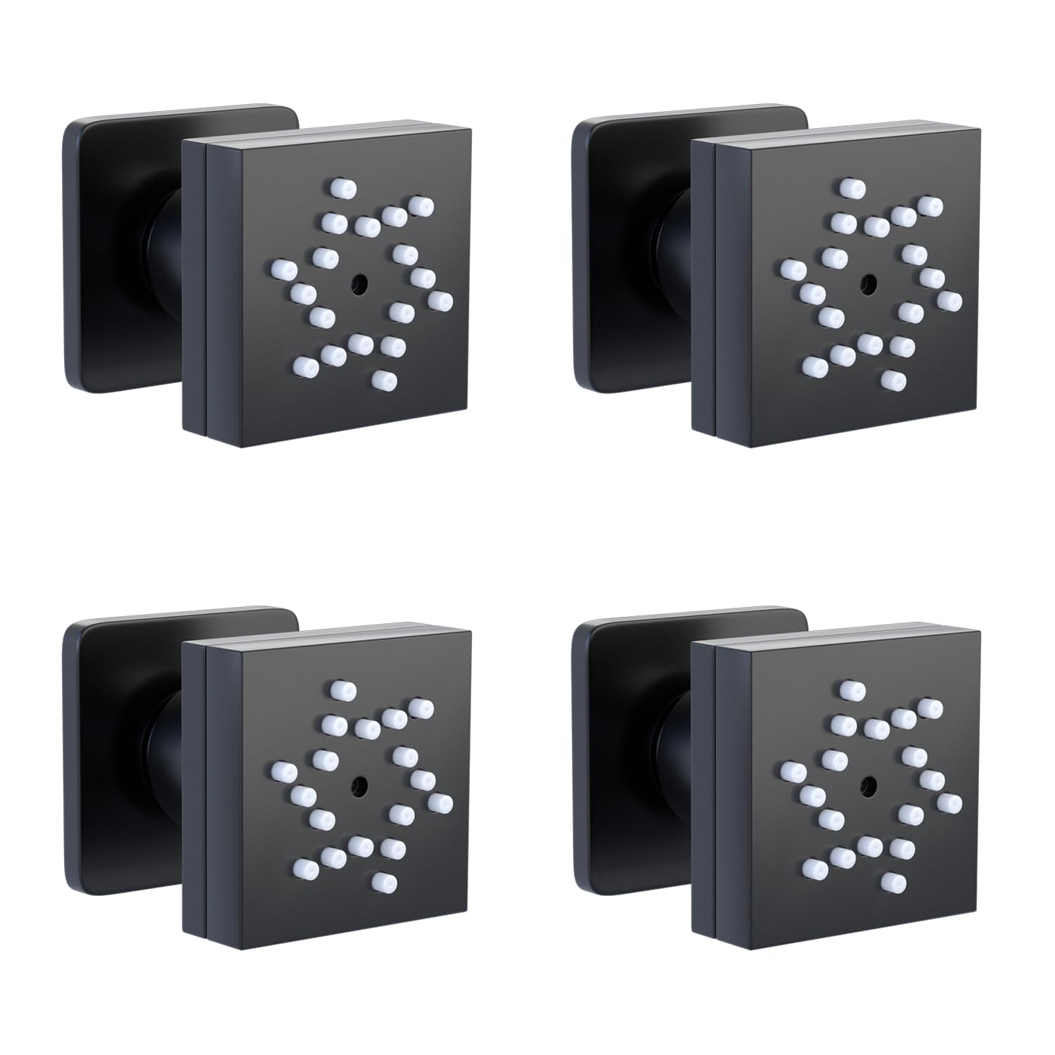 4PCS Square Brass Shower Body Sprayer Jets - Dual Function Shower Head with Spa Massage for Wall Mount - 1/2