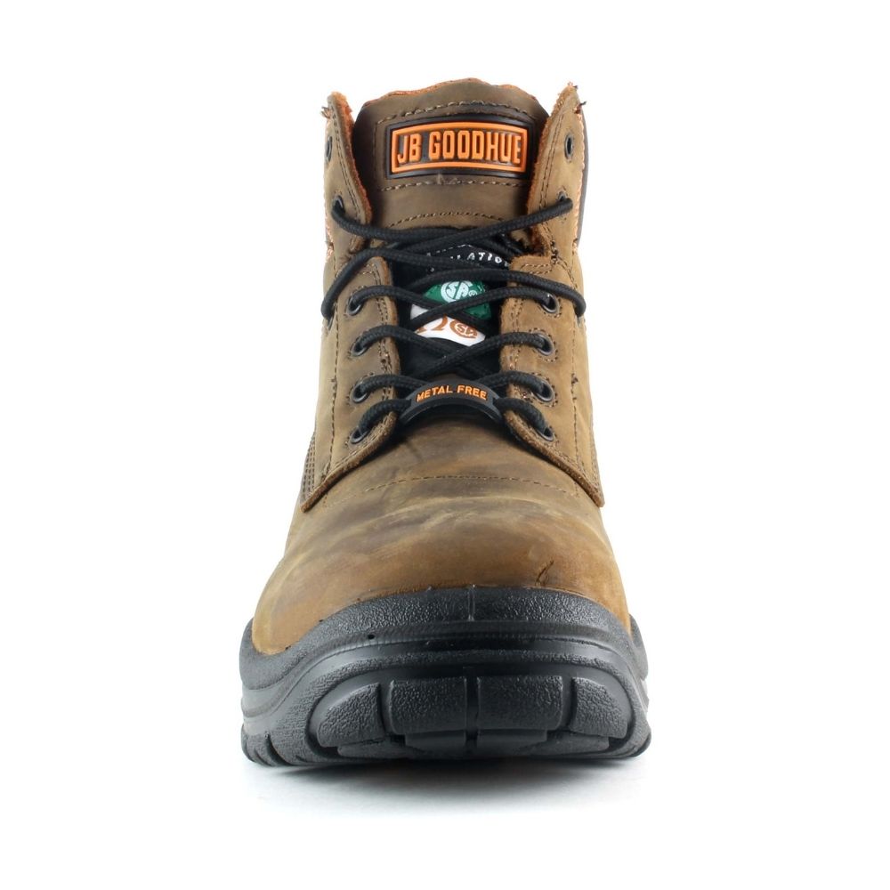 JB Goodhue Thunder Men's 6-Inch Composite Toe Work Boots - Safety Shoes for Construction, Warehouse & Outdoor Work (Brown, Model 30750) | Slip Resistant & Electrical Hazard Protection
