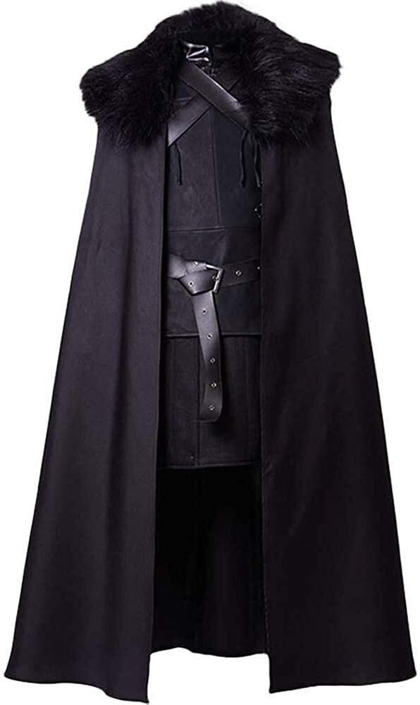 Jon Snow Black Coat Costume - Game of Thrones Night's Watch Outfit for Cosplay & Halloween | Premium Medieval Fantasy Cosplay Costume for Men, Halloween Parties, Comic Con & Themed Events