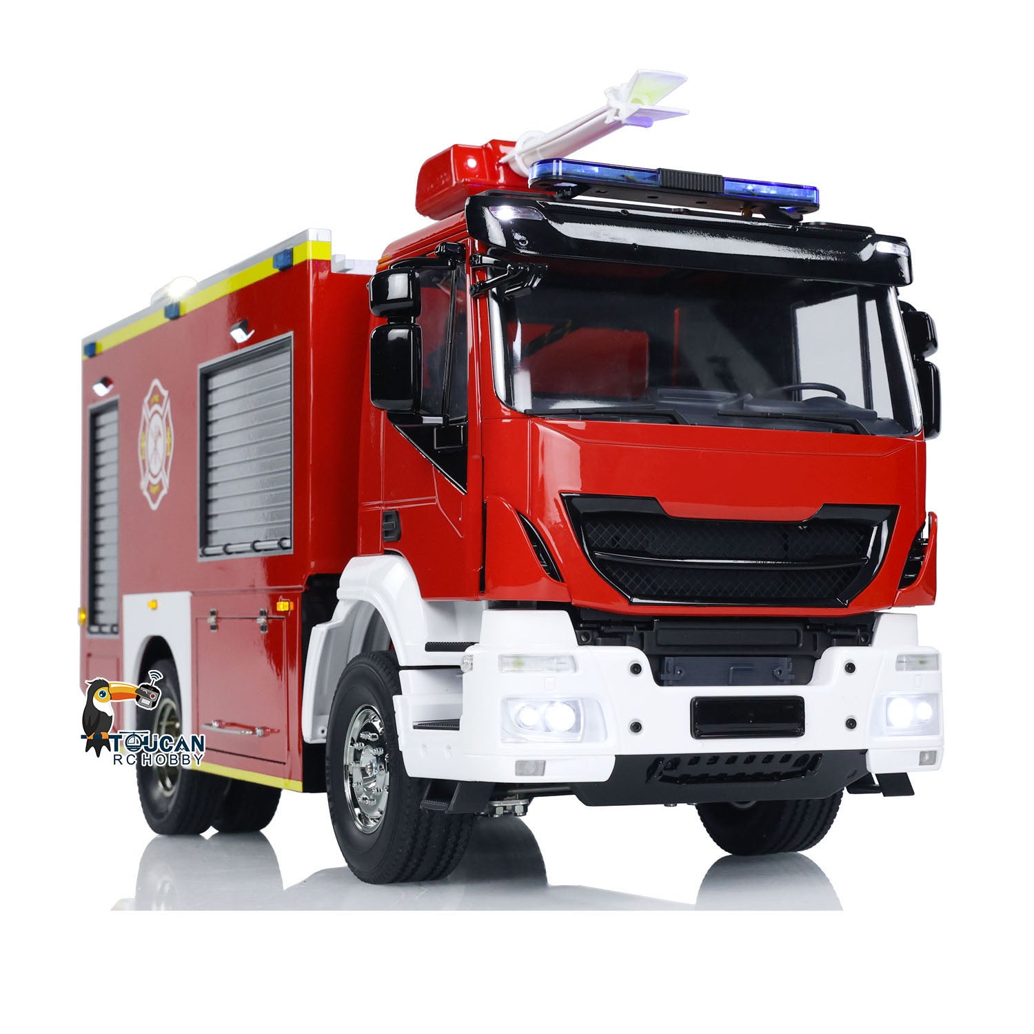 1/14 Scale RC Fire Truck - 4x2 Remote Control Fire Rescue Vehicle with 2-Speed Transmission, LED Lights & Sound Effects - ST8 System for Hobbyists & Collectors - Perfect for Playtime, Gifts & Model Displays