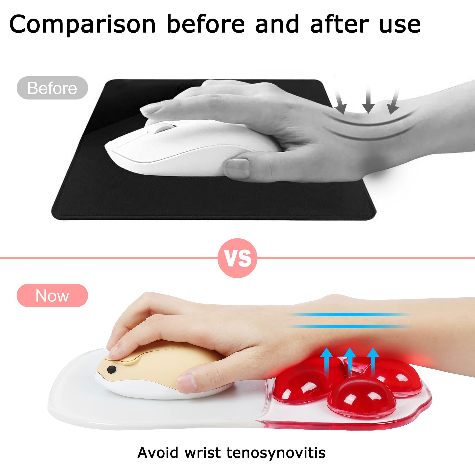 Cute Small Cat Claw Wrist Rest Mouse Pad - Silicone Gel Crystal Transparent Comfort Soft Ergonomic Desk Wrist Support - Anti-Slip Mouse Mat for Home Office Gaming (Perfect for Work, Study & PC Gaming Sessions)