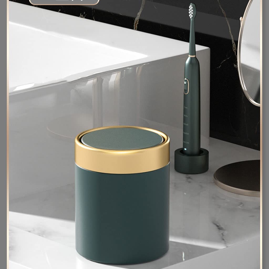 Stainless Steel Kitchen Trash Can with Shake Lid - 1.5L Small Garbage Bin for Office, Living Room, Bedroom & Bathroom - Modern Cylindrical Waste Basket for Home & Workspaces (Color: F)