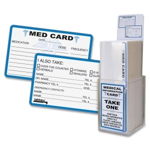 MED (Medical Emergency) Medical Alert Card Counter Display with 150 Laminated Cards - First Aid Emergency Information for First Responders - Perfect for Hospitals, Clinics, Schools & Workplace Safety Giveaways (34652)