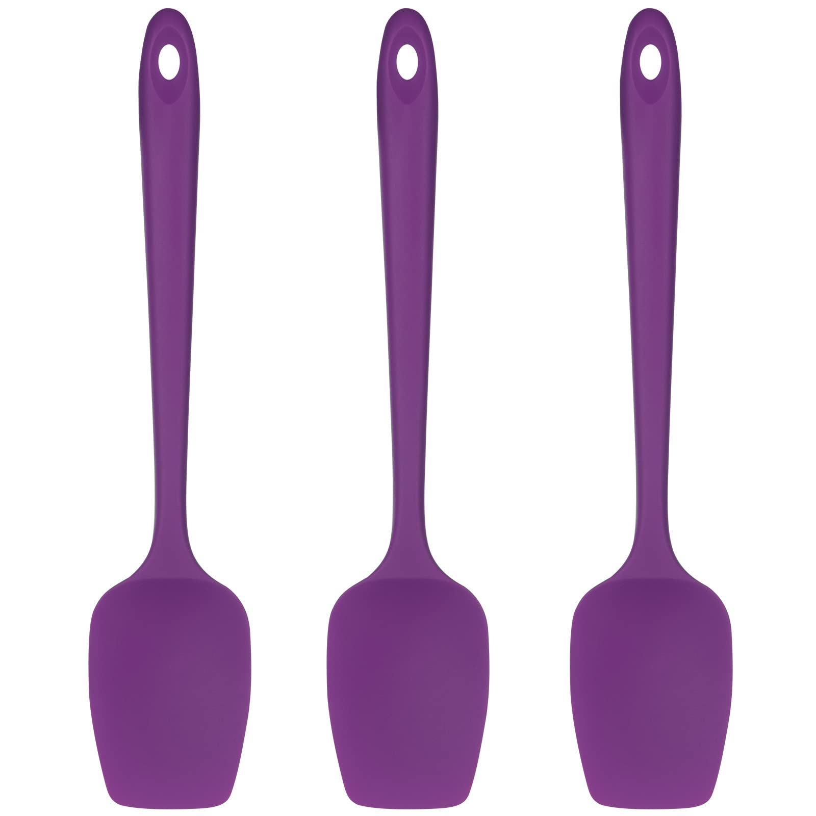 U-Taste Silicone Spoon Spatula Set - 3-Piece High Heat Resistant 600°F Kitchen Utensils for Baking, Cooking & Mixing - Food Grade Flexible Rubber Scrapers for Nonstick Cookware (Purple) - Perfect for Cake Decorating, Cookie Dough Mixing & Pancake Flipping