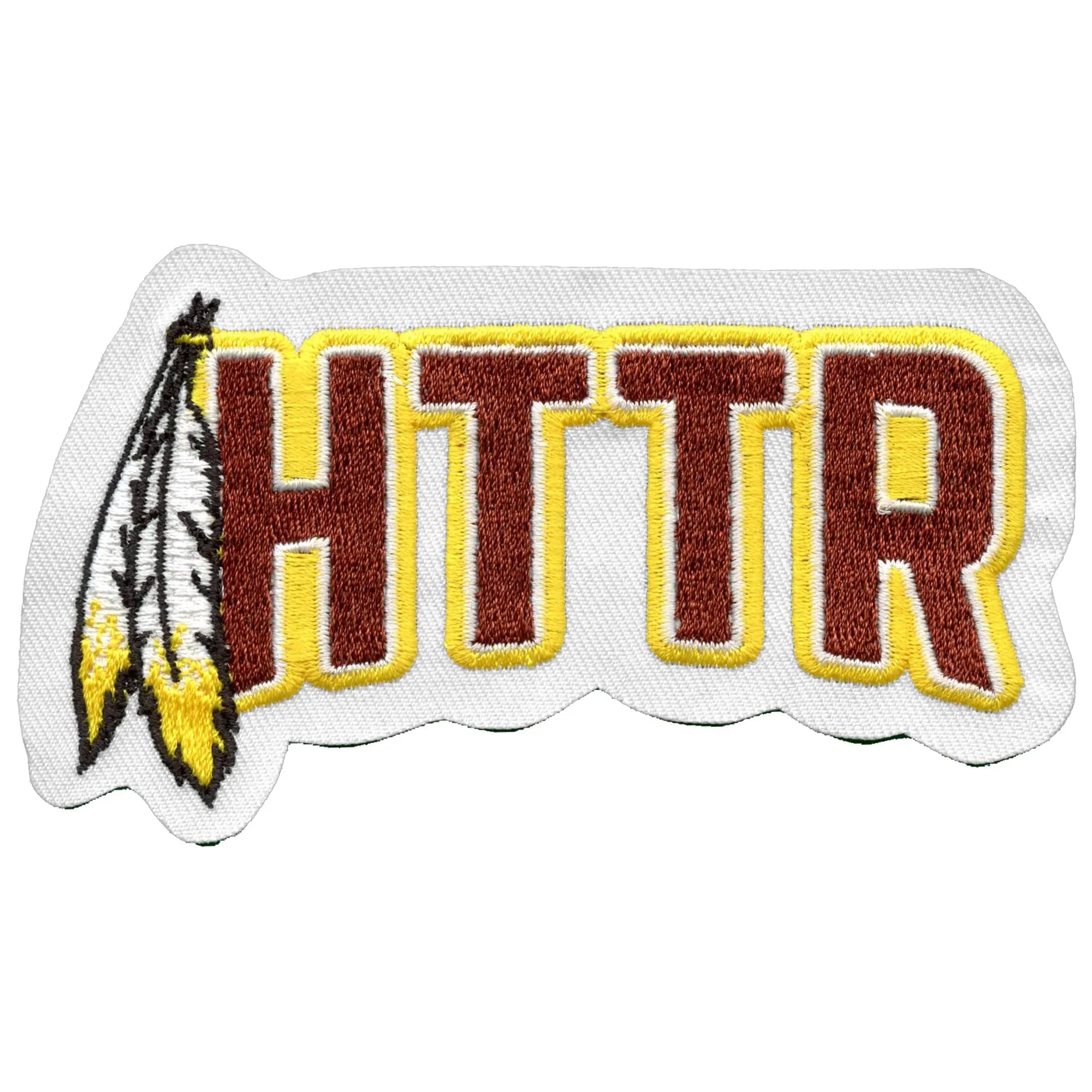 HTTR Feather Bonnet Sports Parody Embroidered Iron On Patch - Perfect for DIY Jackets, Hats & Bags - Great for Football Fans & Tailgating Parties