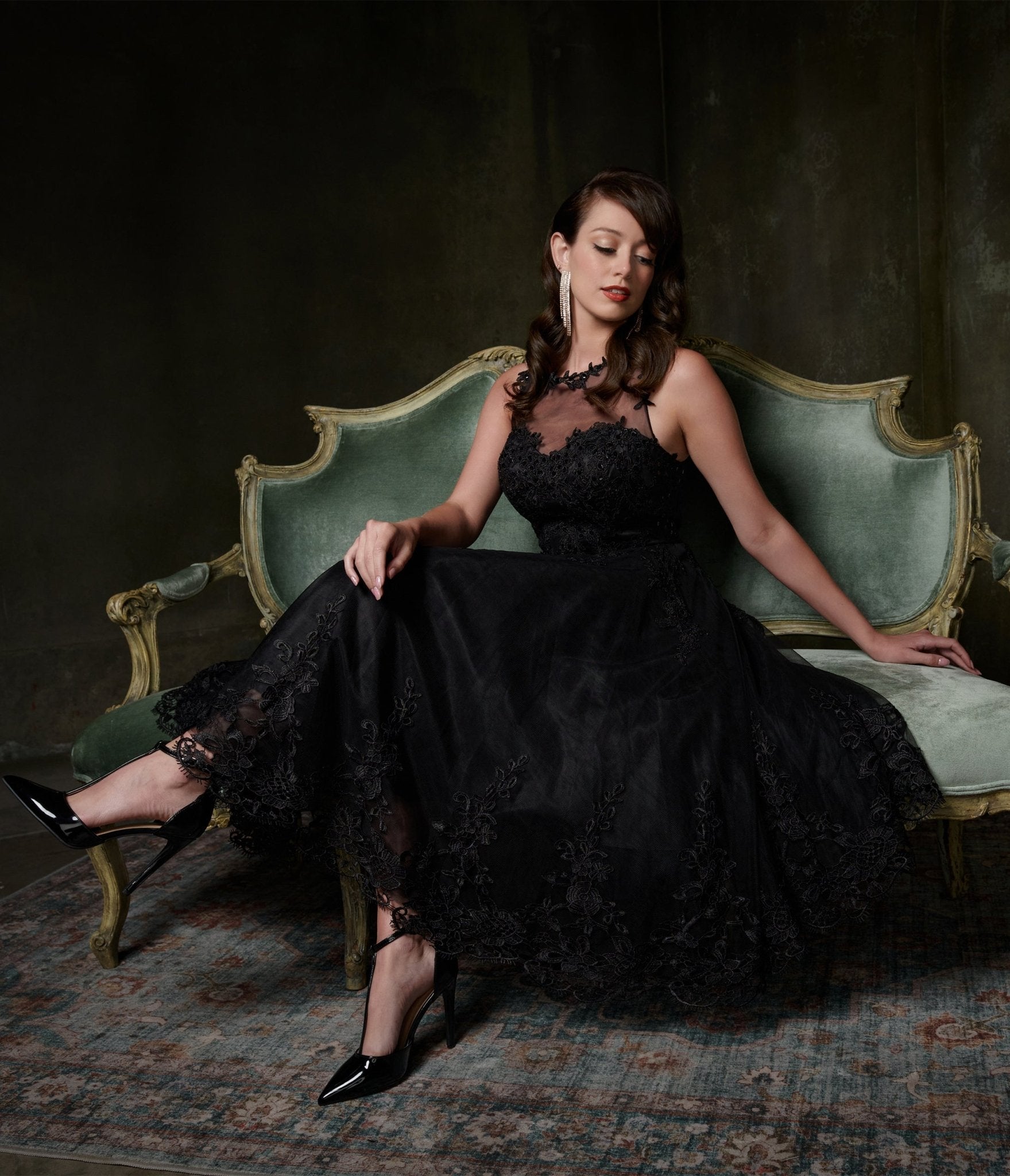 Vintage 1950s Black Lace & Tulle Riviera Dress - Retro Cocktail Party Dress for Women, Perfect for Evening Events, Weddings & Special Occasions