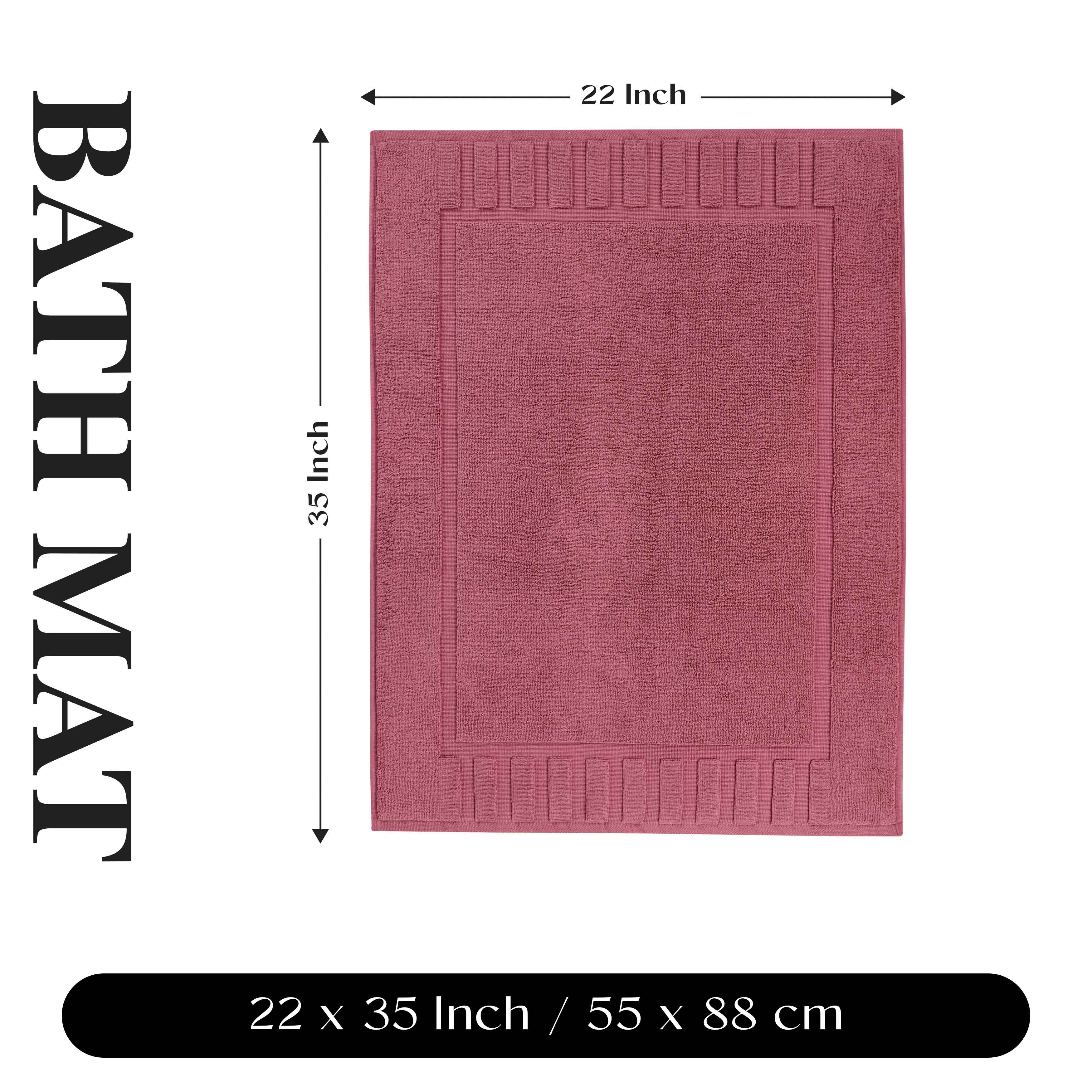 Premium Cotton Modern Geometric Border Bath Mat Set of 2 - Ultra Absorbent, Non-Slip, Quick Dry Bathroom Rug for Bath, Shower & Vanity Area